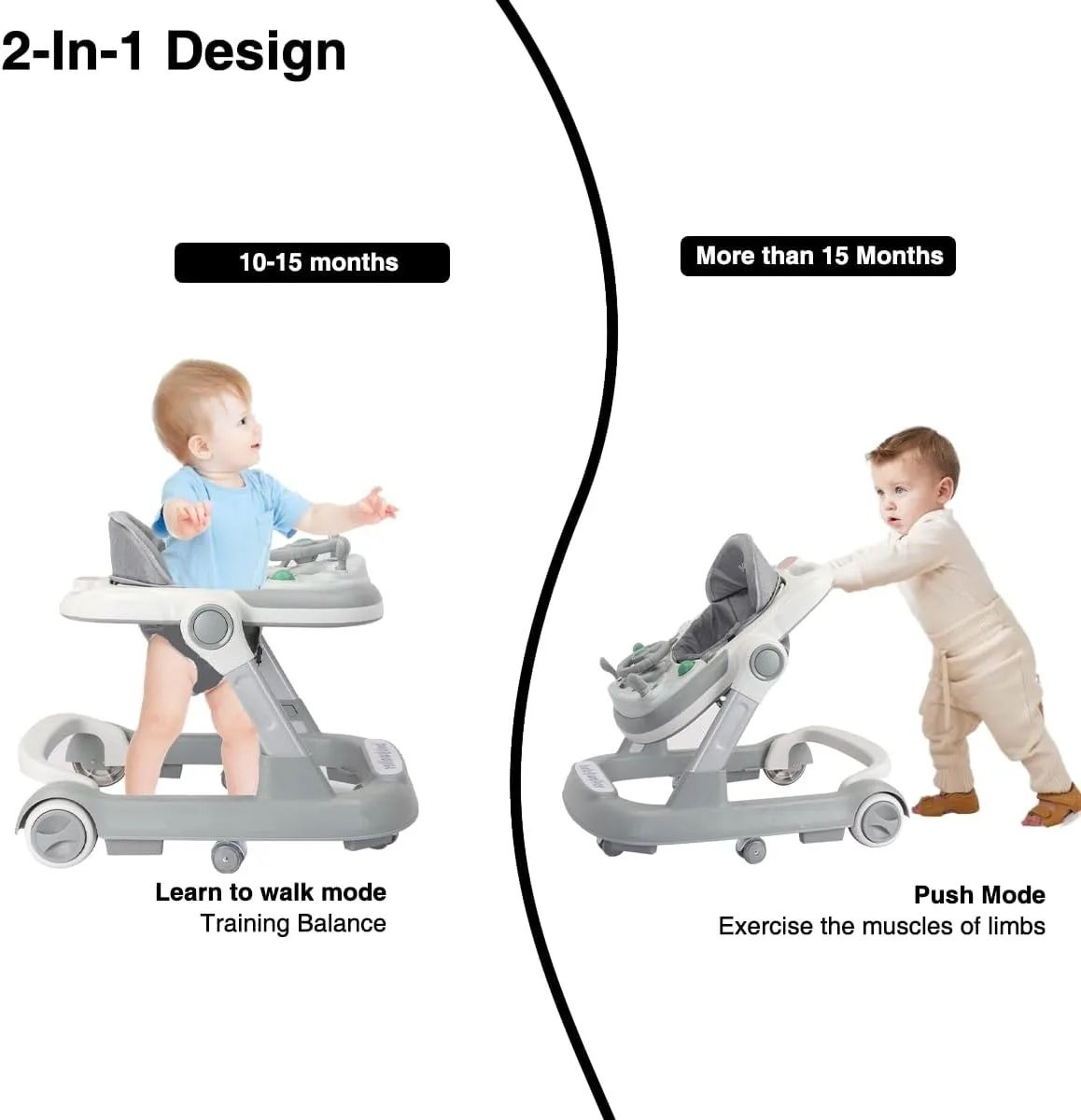 2in1 Foldable Baby Walker With Tray  Music Activity Center 1