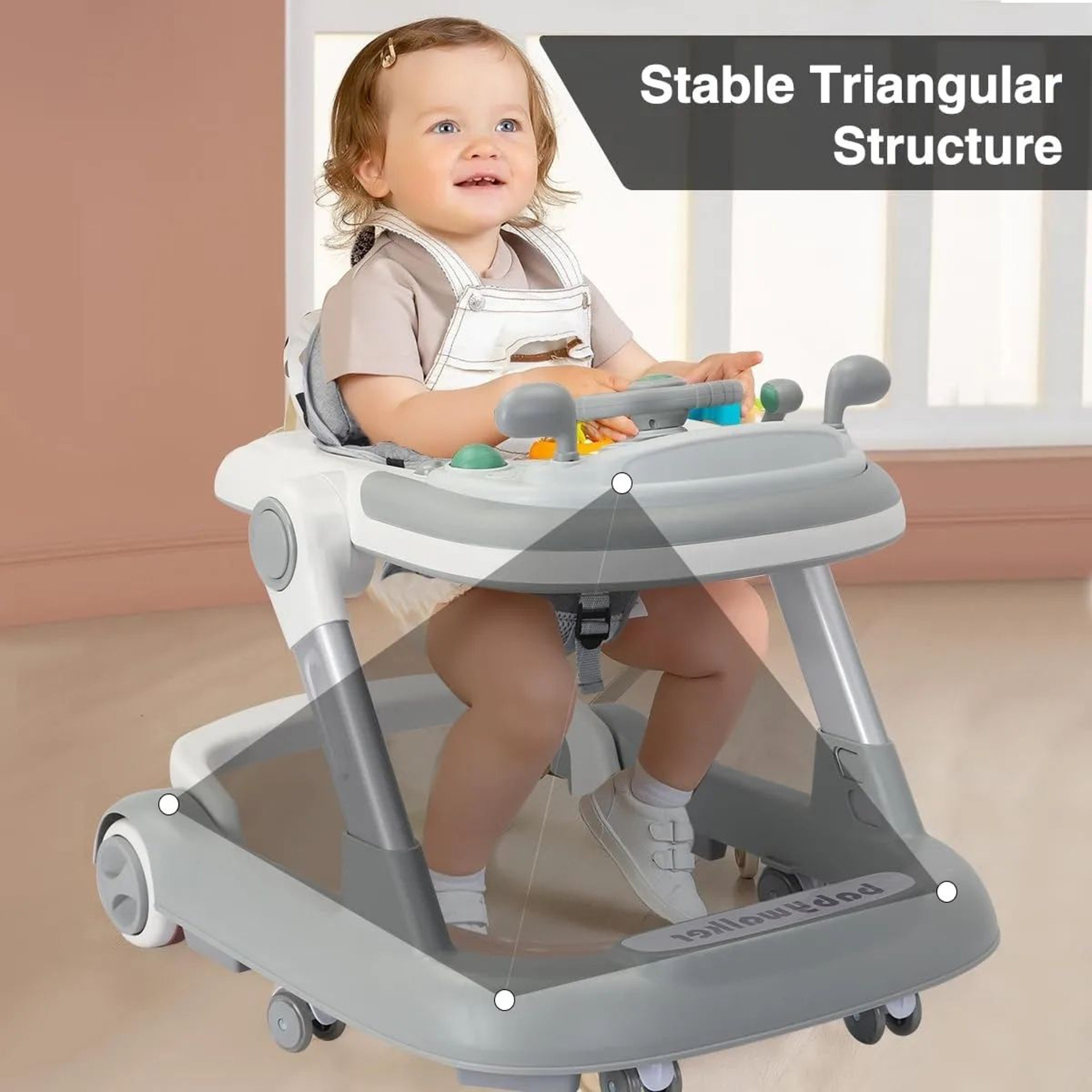 2in1 Foldable Baby Walker With Tray  Music Activity Center 2