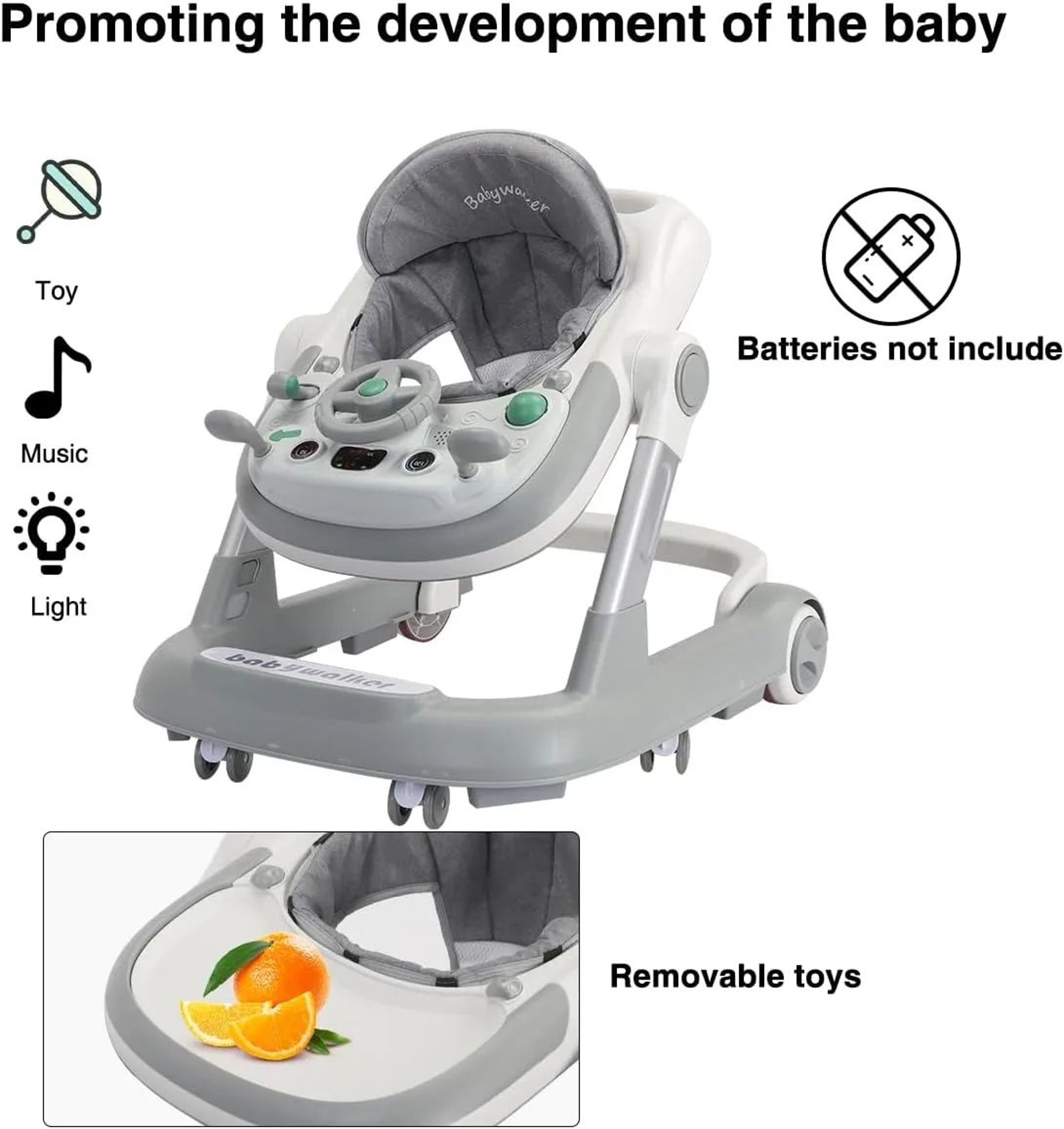 2in1 Foldable Baby Walker With Tray  Music Activity Center 3
