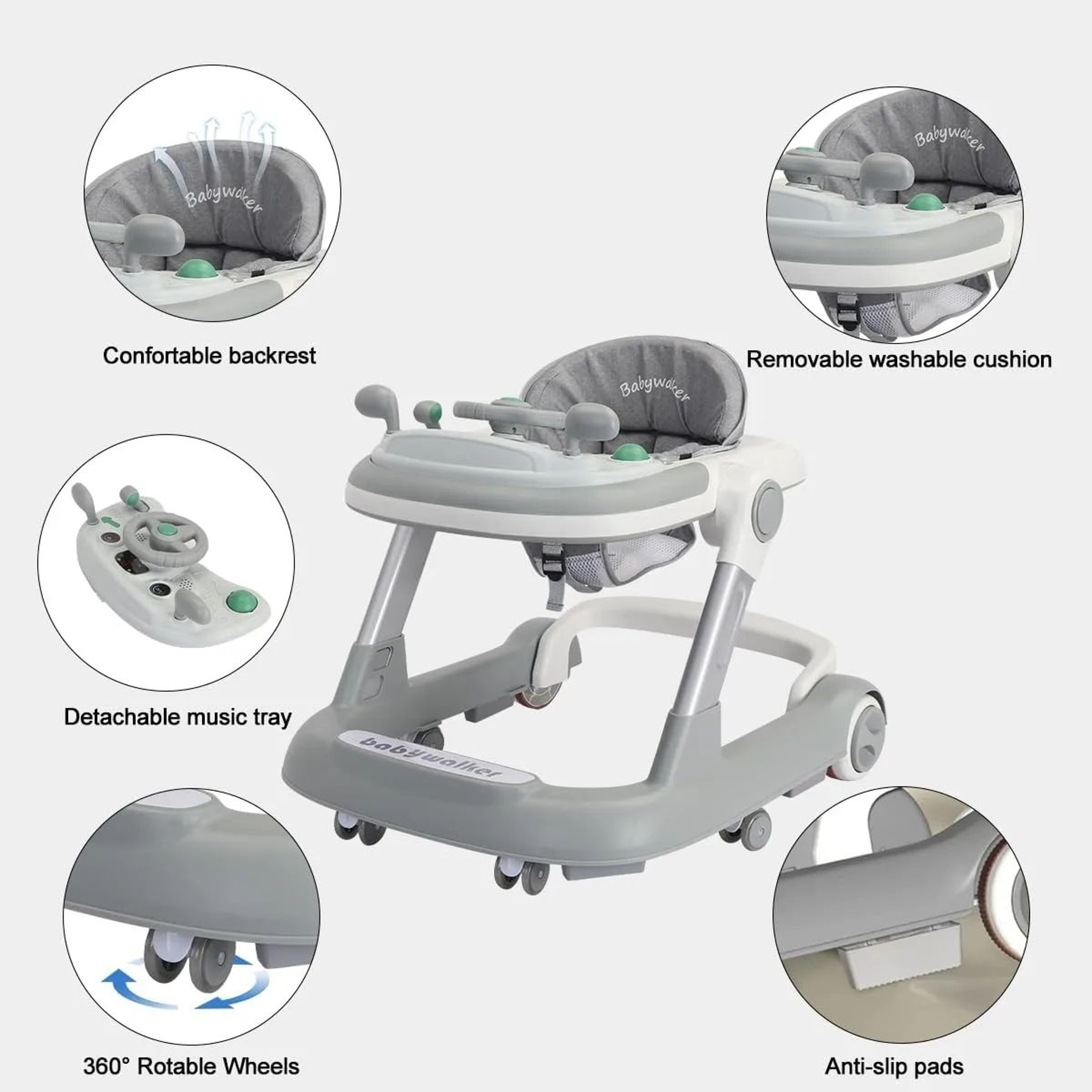 2in1 Foldable Baby Walker With Tray  Music Activity Center 5