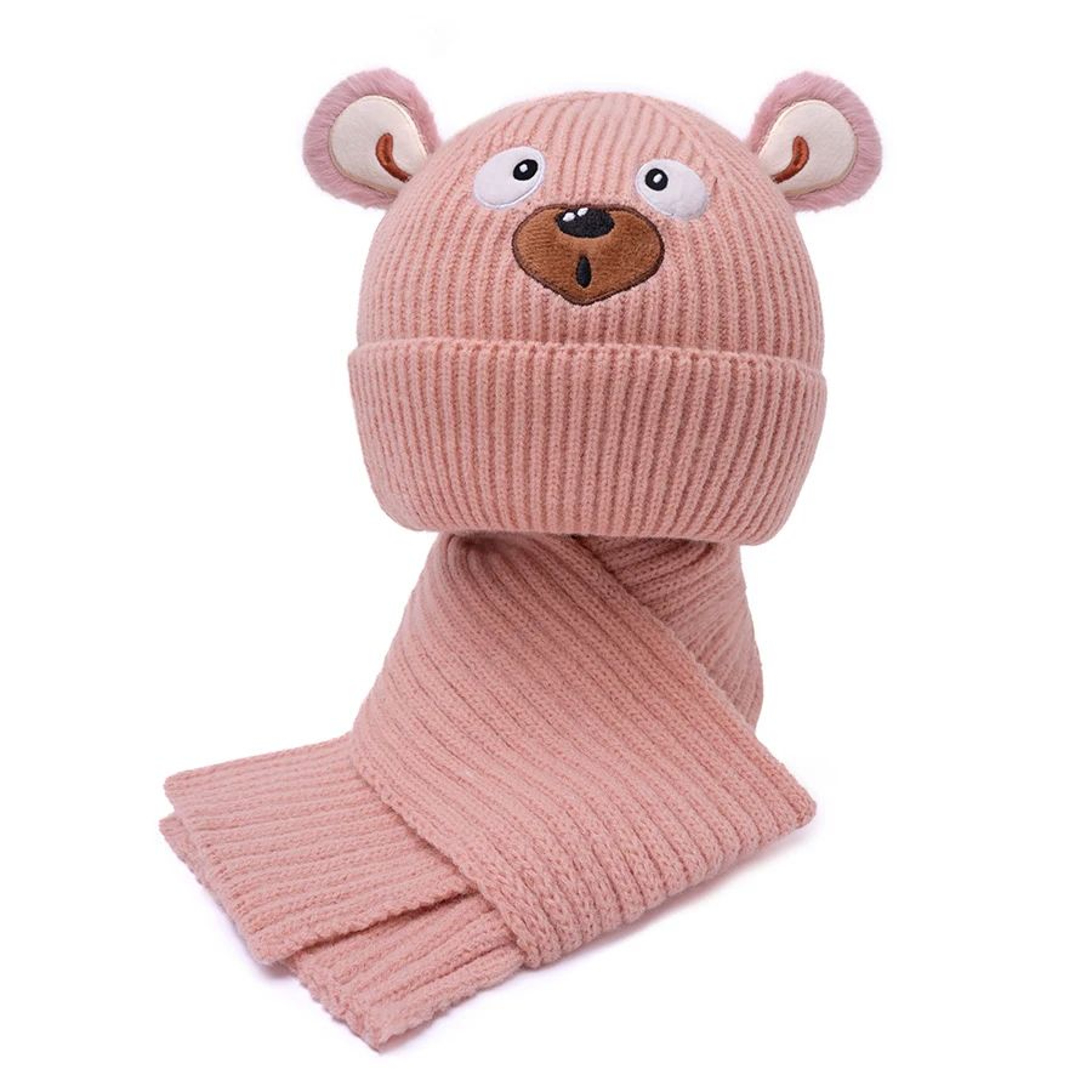 Cozy Bear Kids Winter Hat And Scarf Set  Soft Warm Toddler Beanie Scarf Set 1