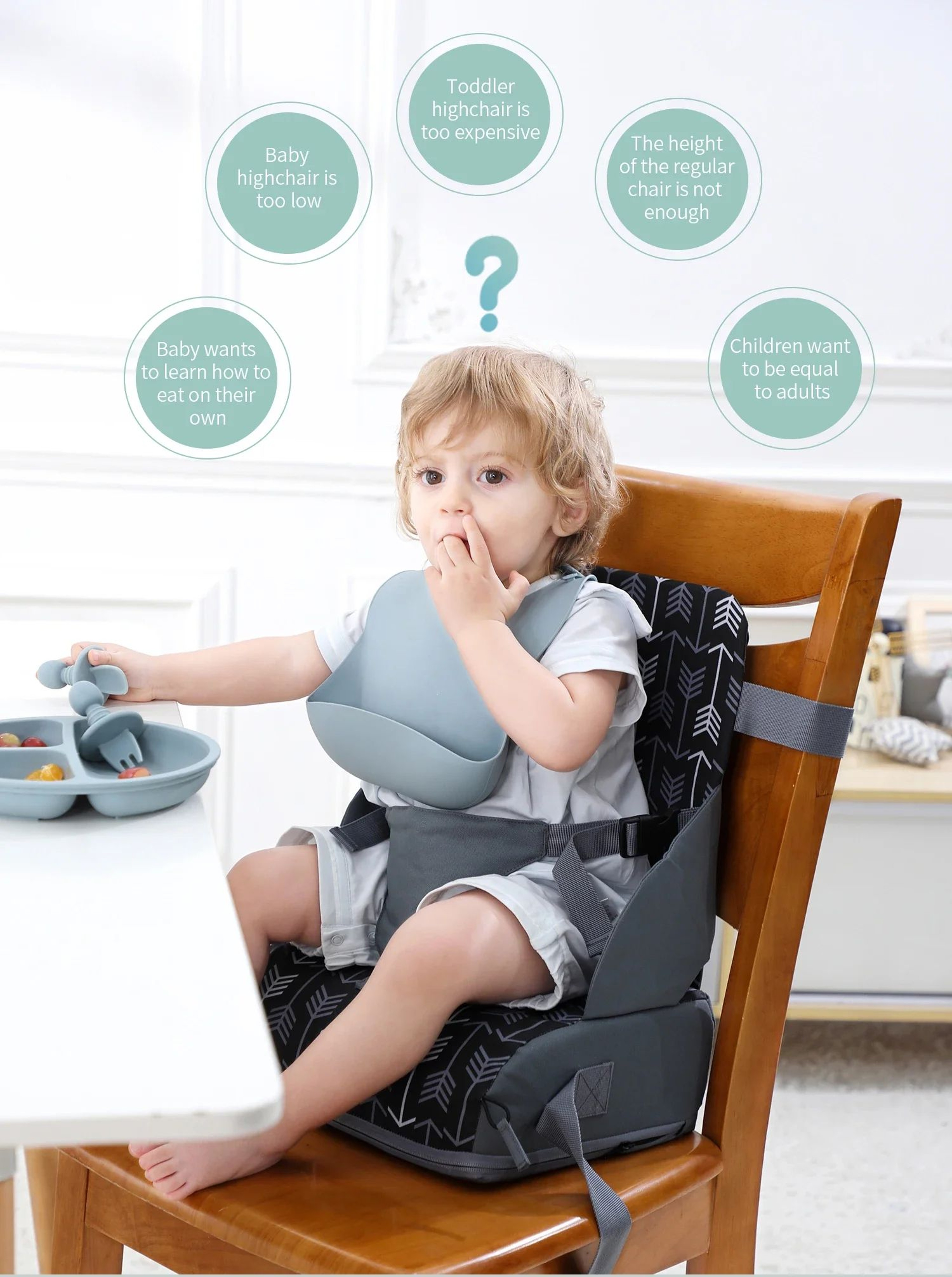 Portable Baby Dining Chair Foldable Kids Booster Seat With AntiSlip Cushion 3