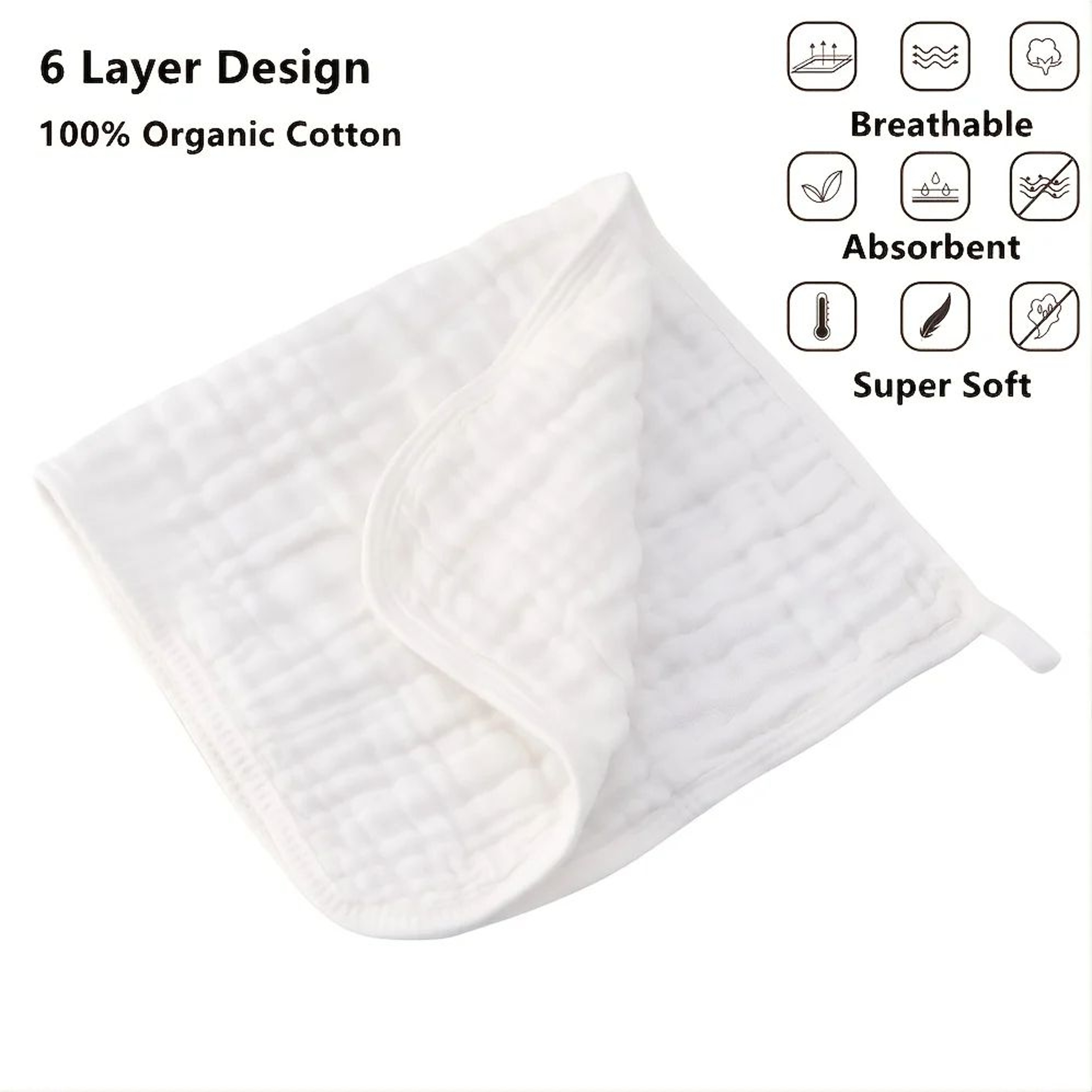 SoftShield Muslin Burp Cloths For Newborns  6Layer Cotton Baby Burp Cloths Extra Absorbent  Gentle 6