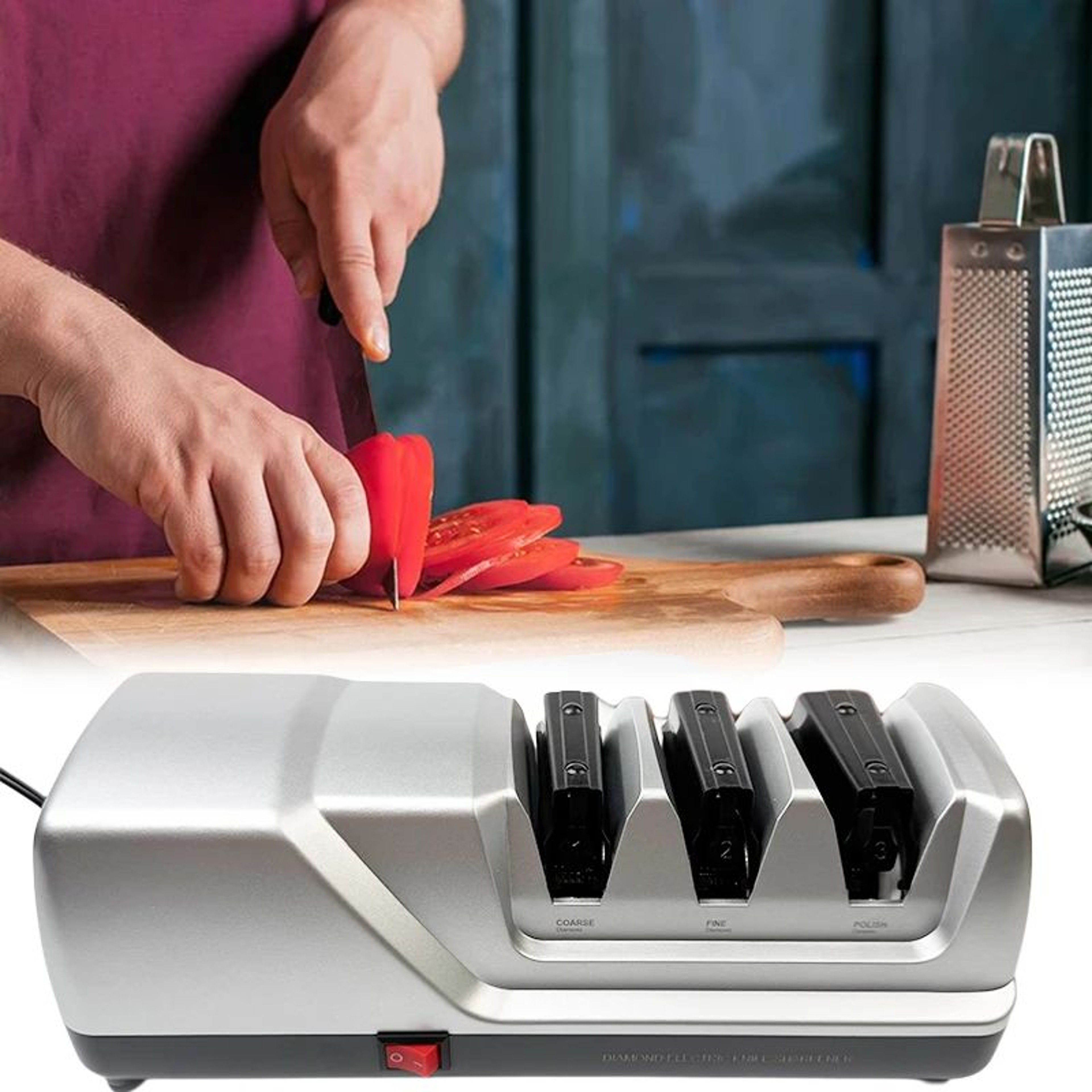 Precision Edge Diamond Knife Sharpener  3Stage Manual Kitchen Knife Sharpener With 15  20 Angles EU 4
