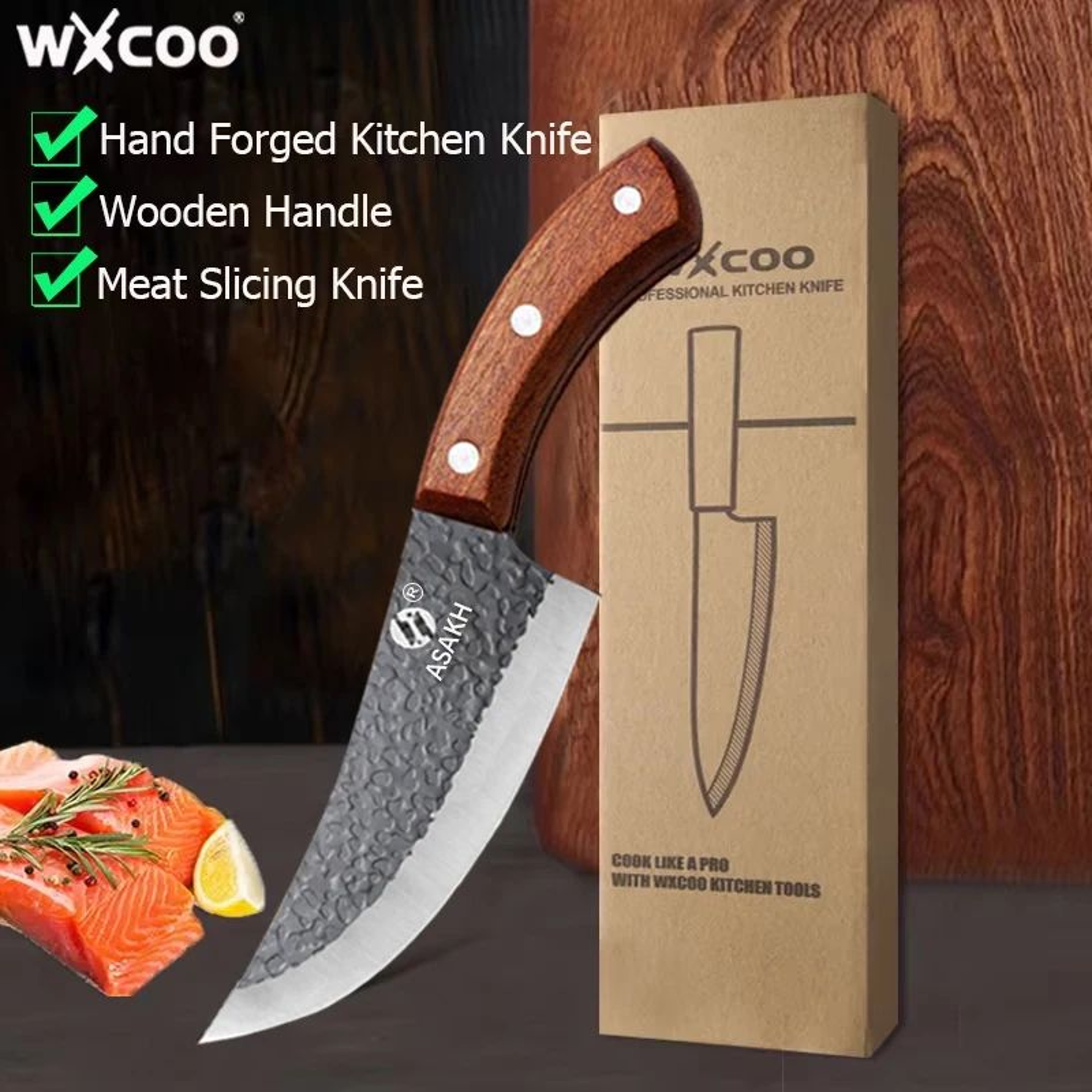 HandForged Butcher Knife  Japanese Kitchen Knife For Precision Boning  Meat Cutting 0