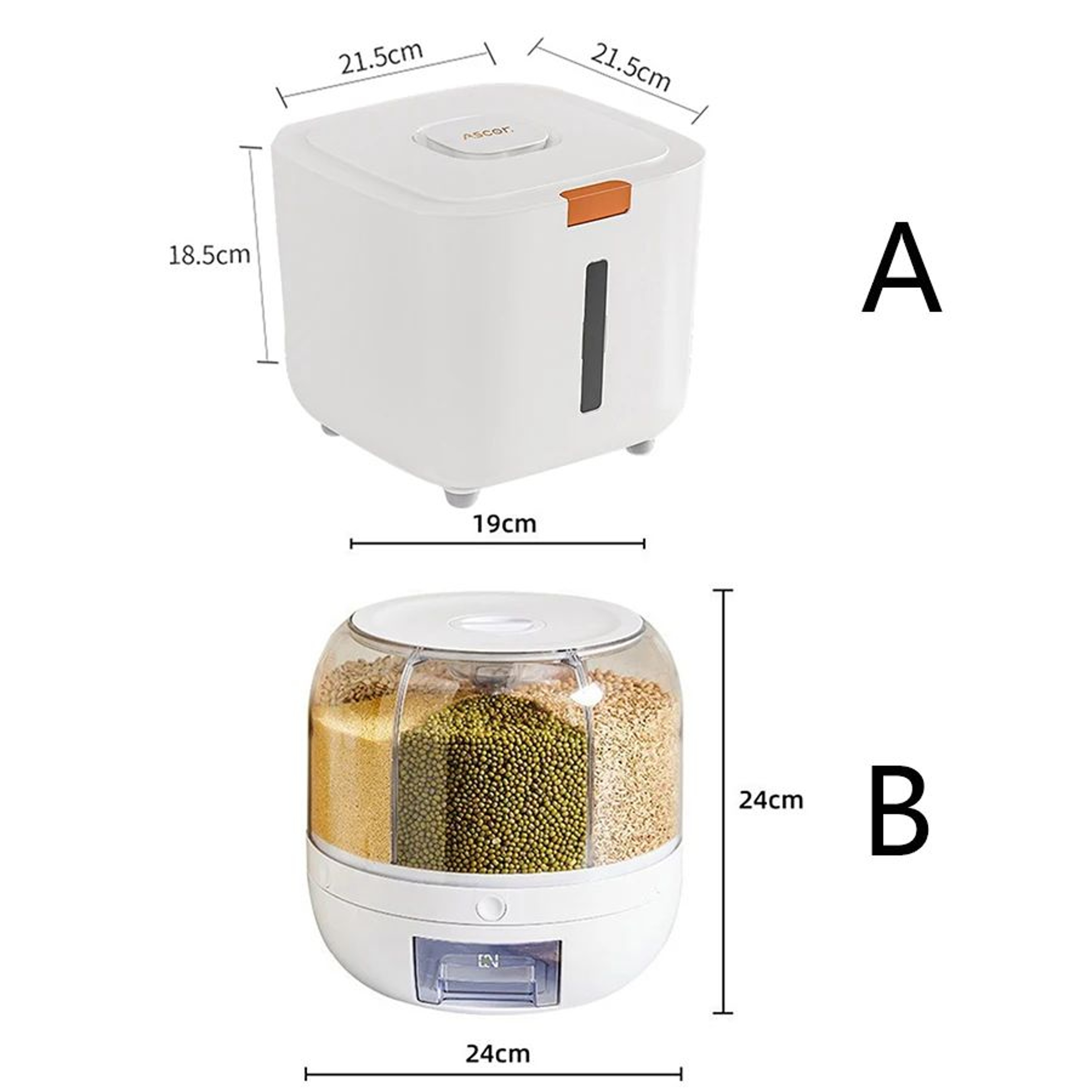 360 Rotating Food Dispenser Airtight Grain Storage Container 4