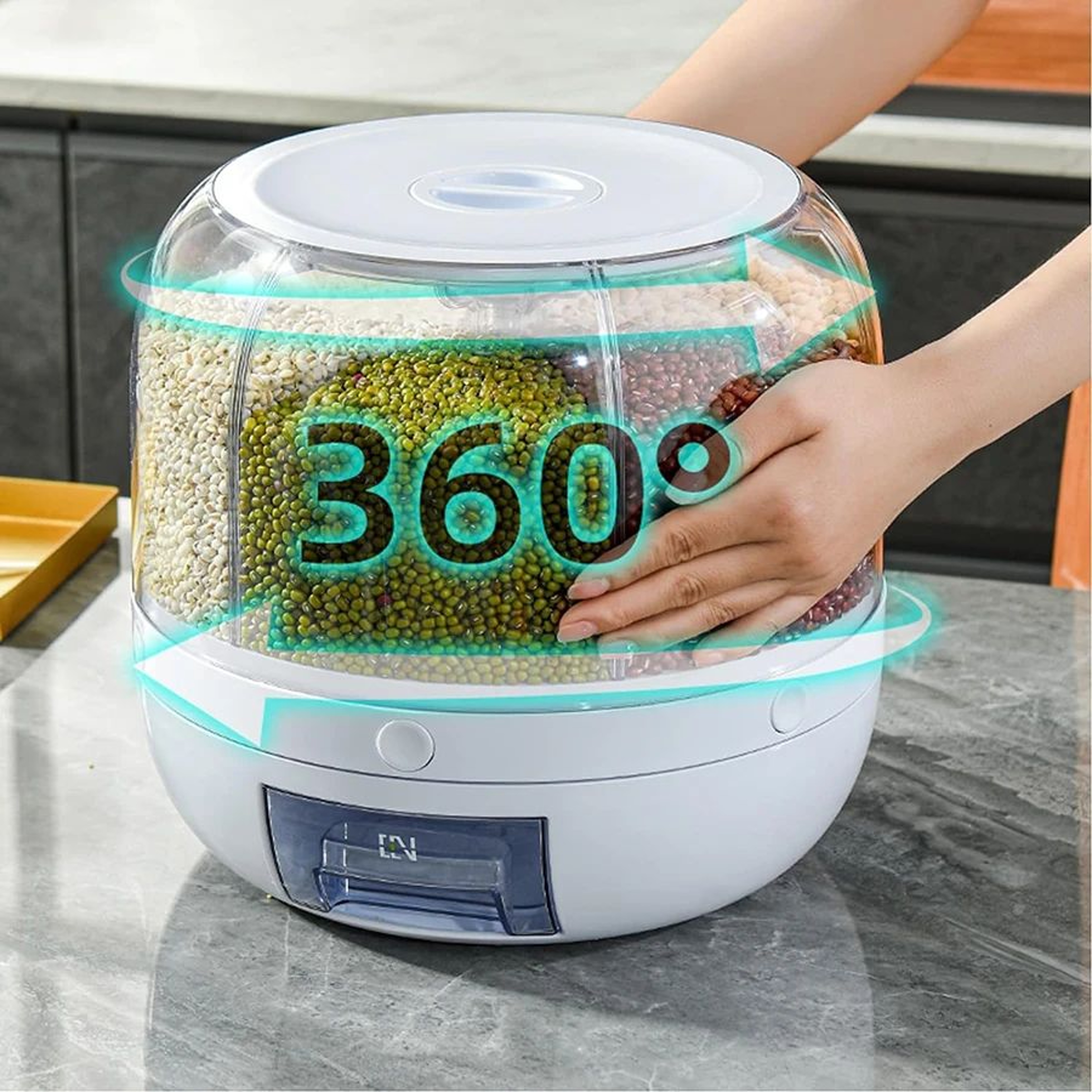 360 Rotating Food Dispenser Airtight Grain Storage Container 5