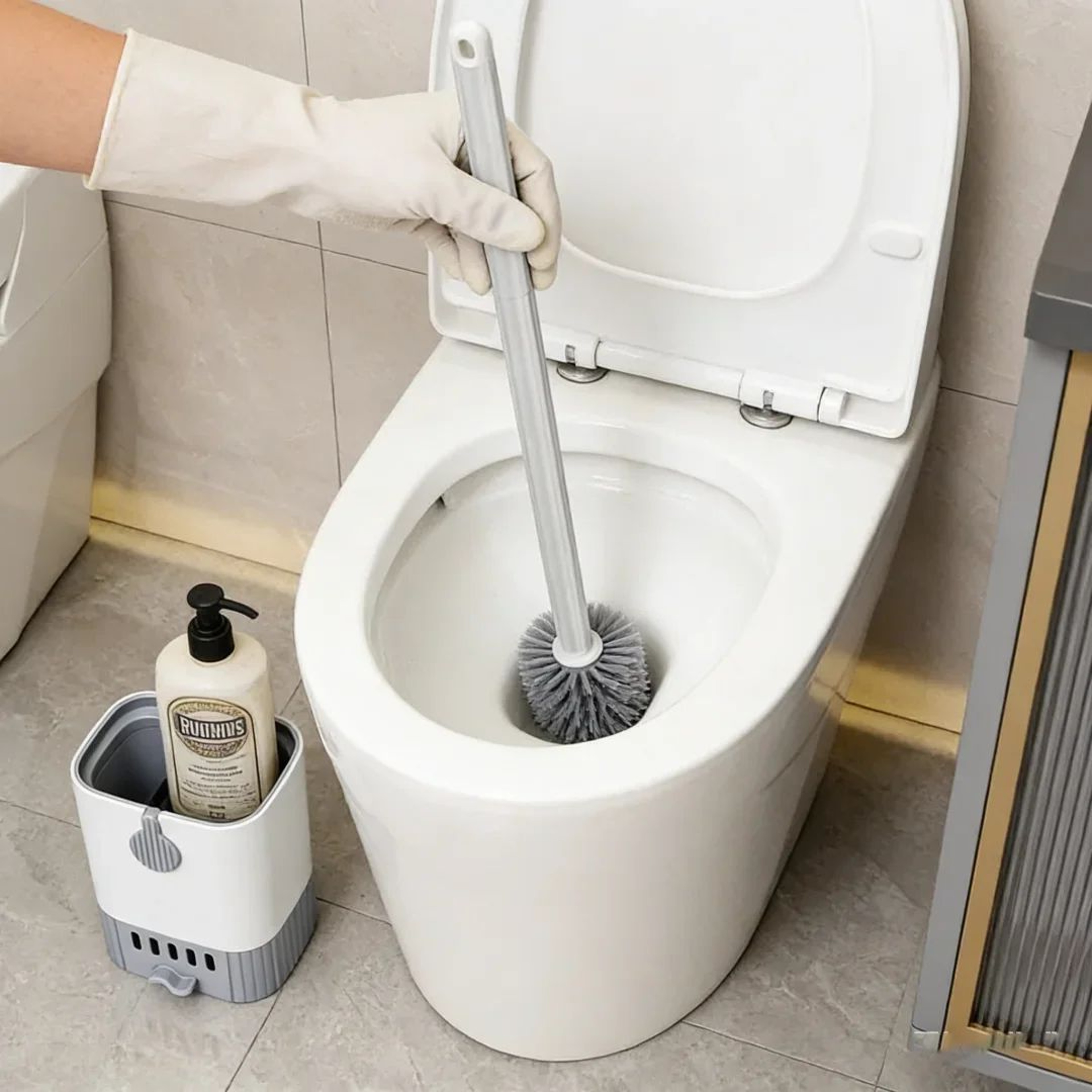 Wall Mounted Toilet Brush With Slim Holder  No Drill SpaceSaving Modern Design 0