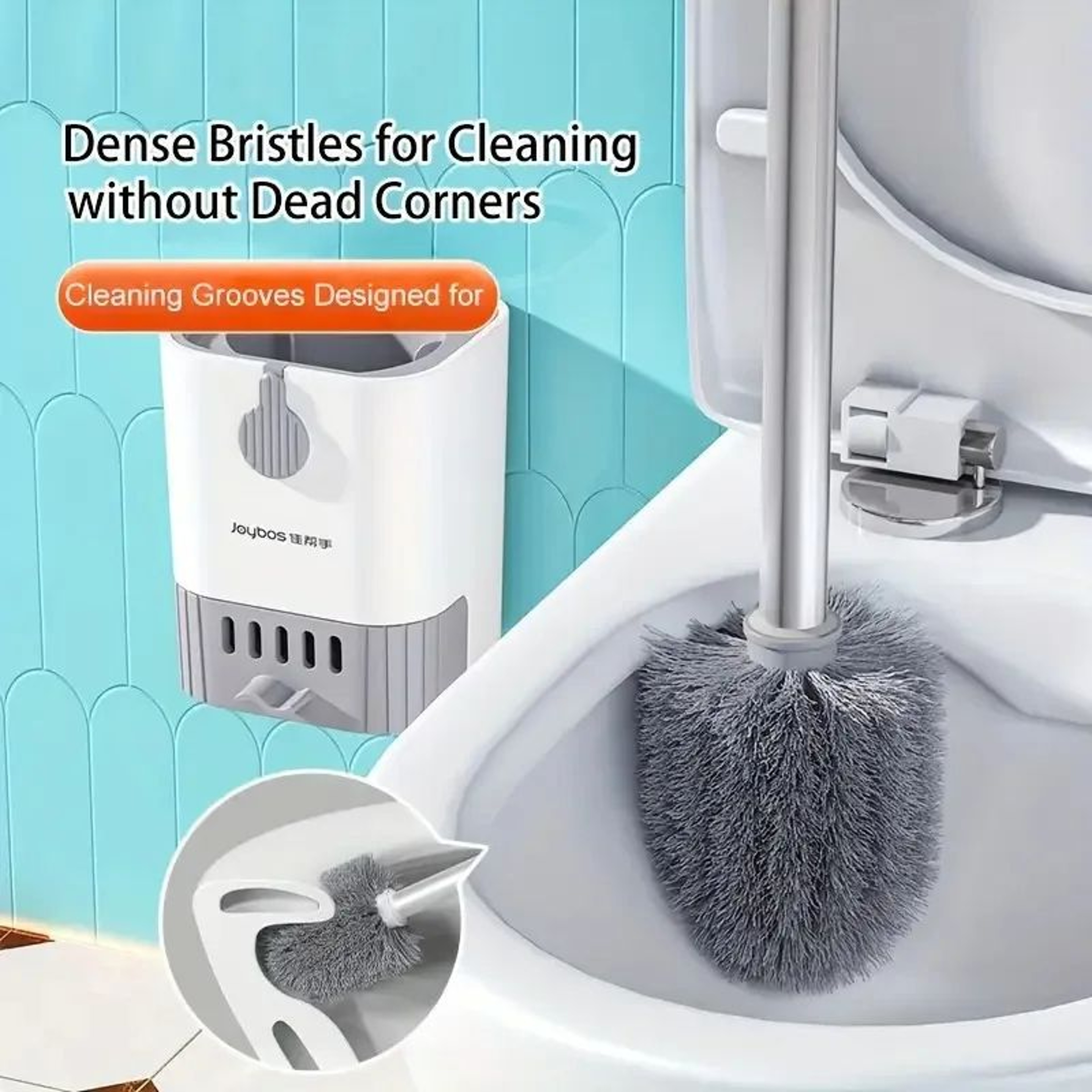 Wall Mounted Toilet Brush With Slim Holder  No Drill SpaceSaving Modern Design 3