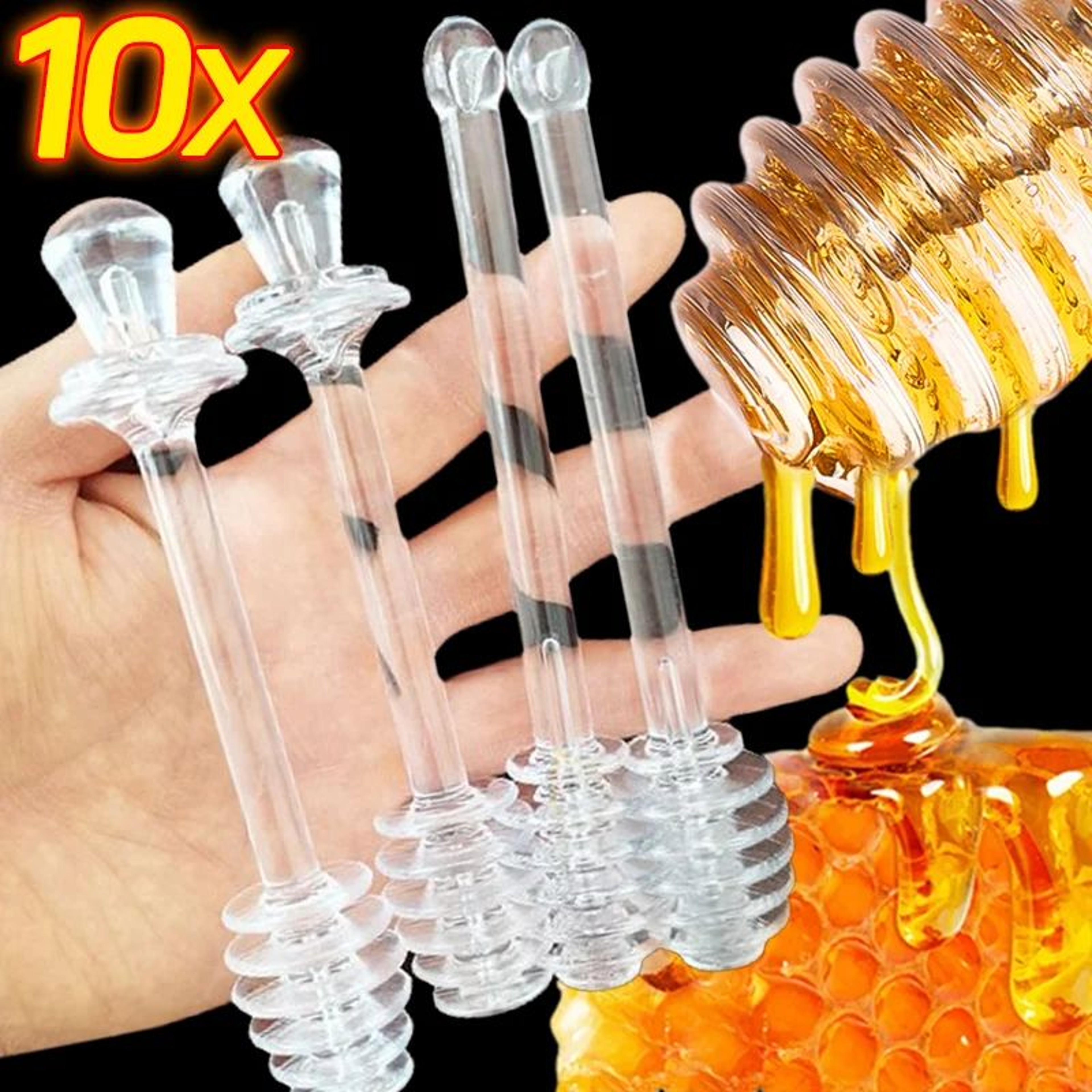 CrystalClear Glass Honey Stirrer  Coffee Mixing Stick 0