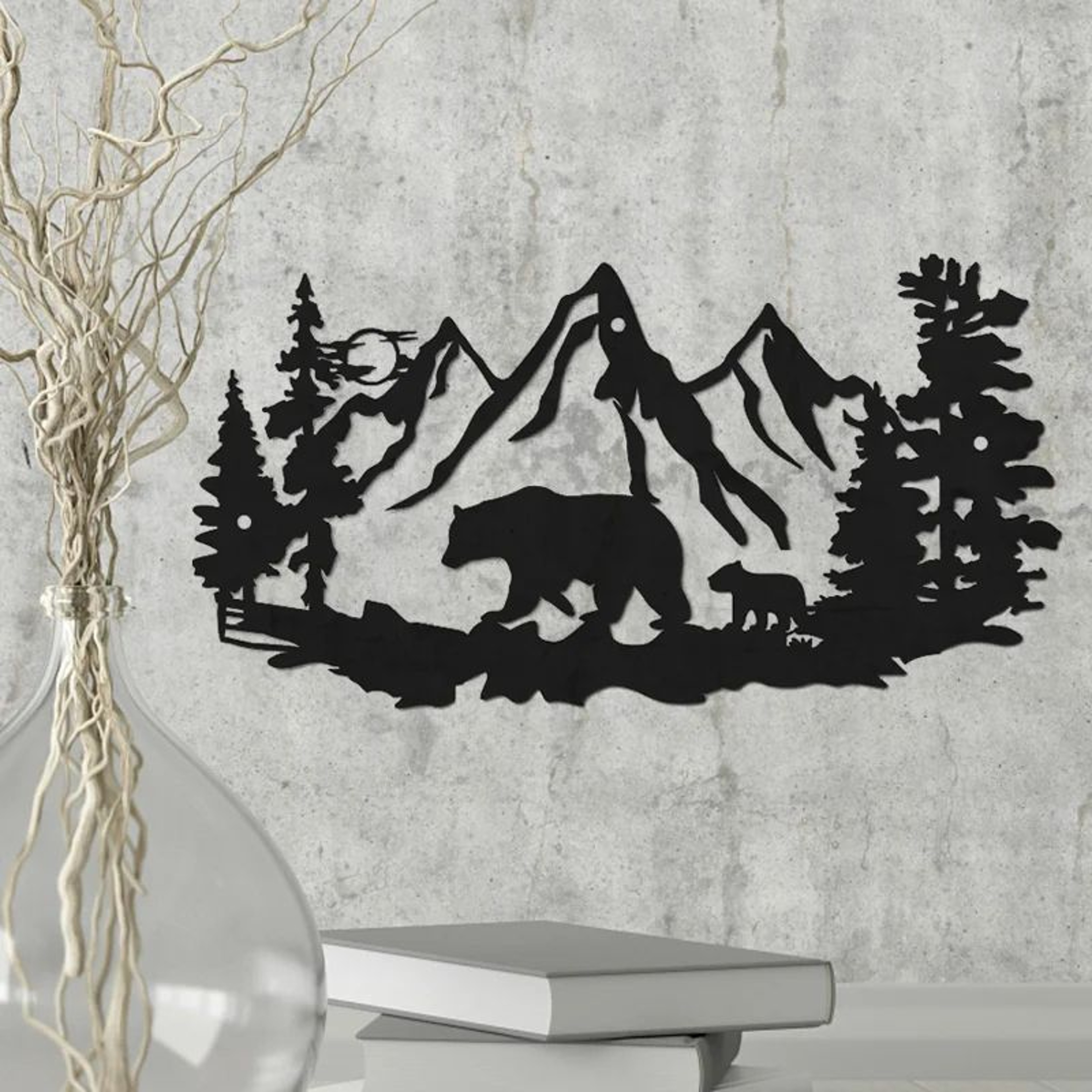 Rustic Bear Metal Wall Decor For Cabin  Lodge Living 2