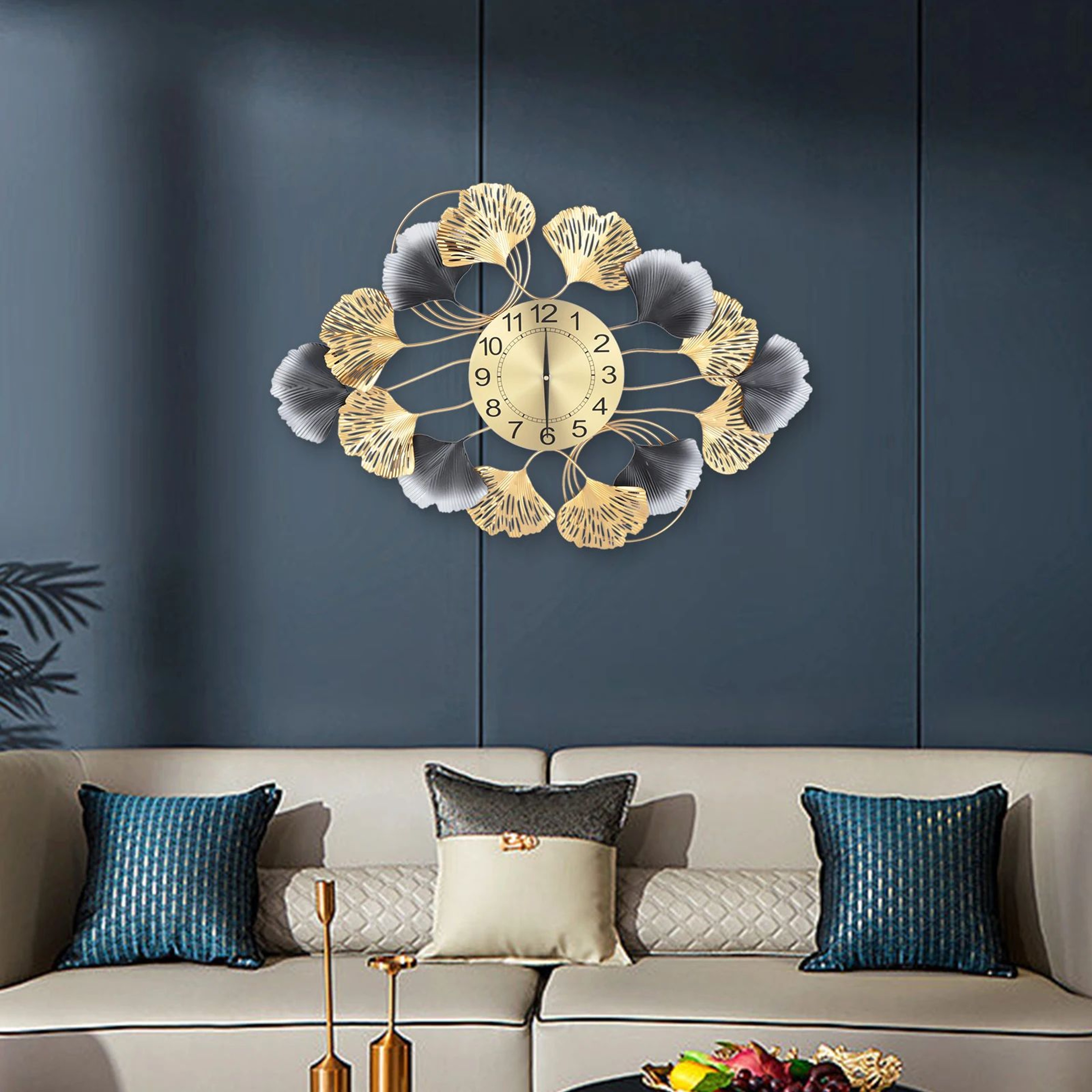 Modern Gold Statement Large Wall Clock For Living Room Decor 3