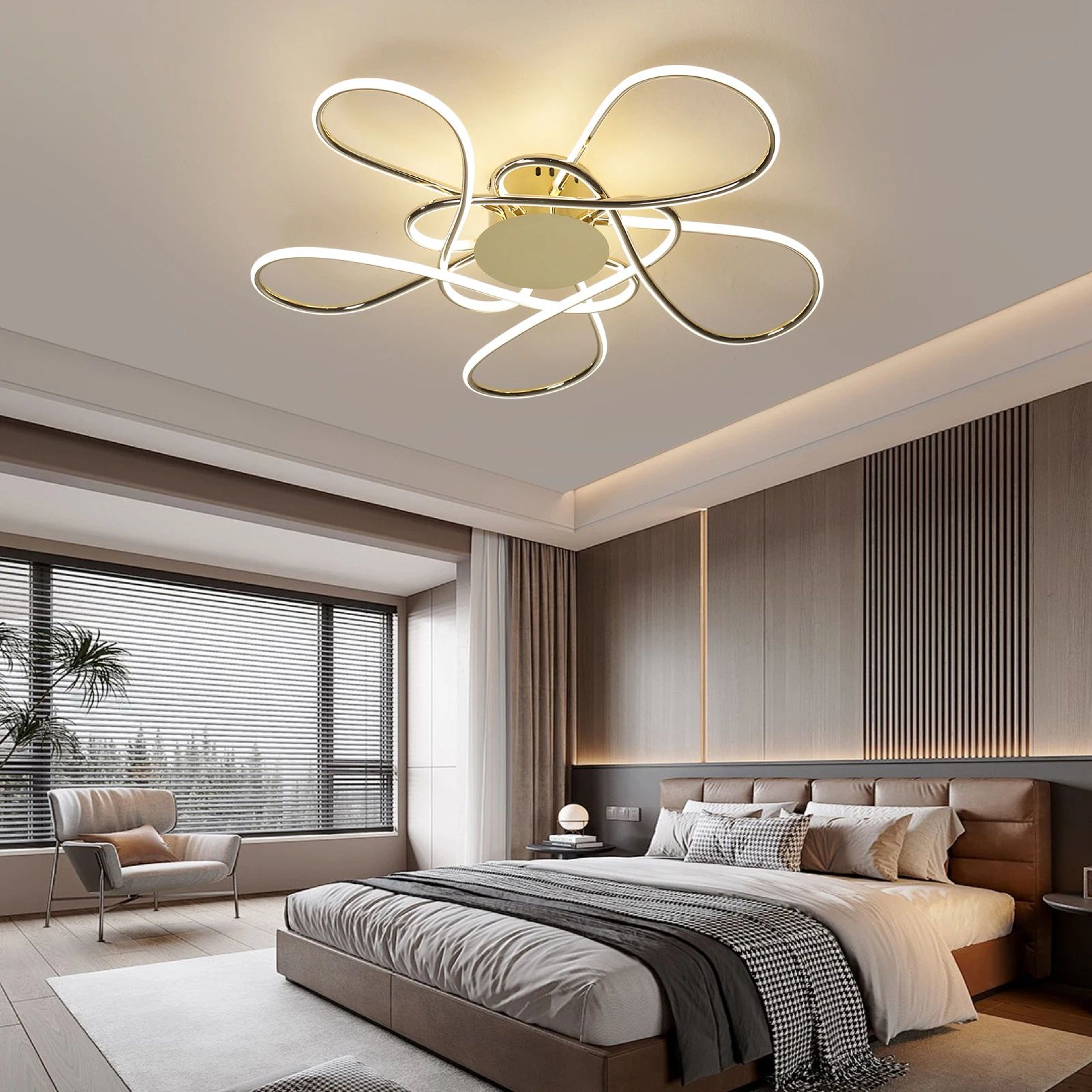 AuroraGlow Modern LED Gold Ceiling Chandelier For Elegant Living Spaces 4