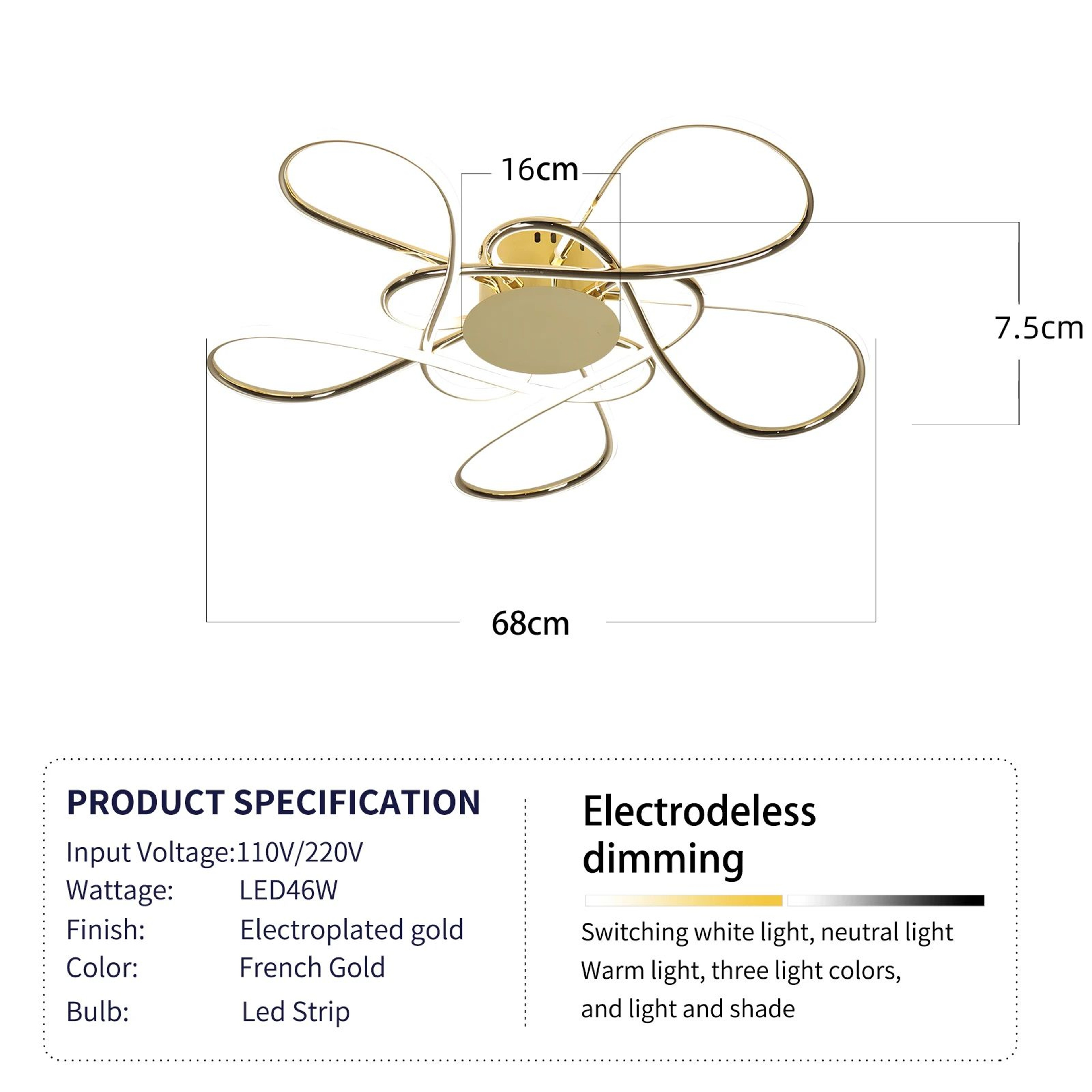 AuroraGlow Modern LED Gold Ceiling Chandelier For Elegant Living Spaces 8