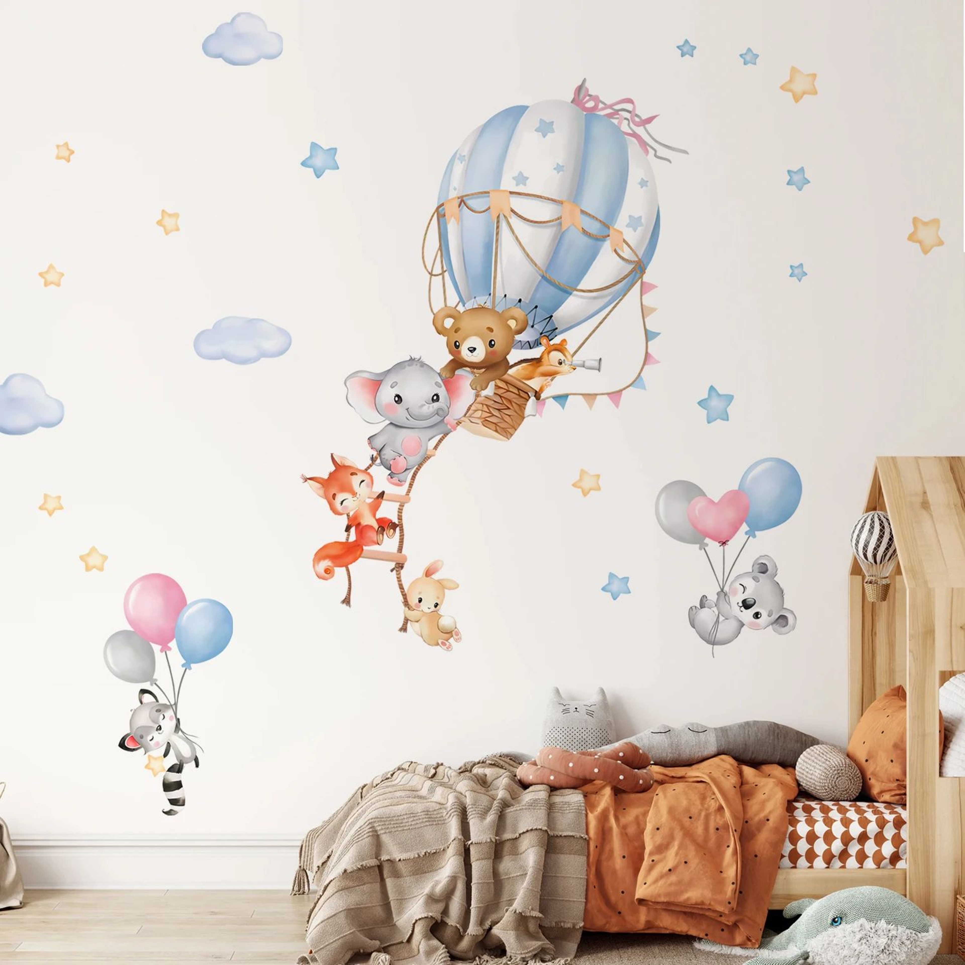 Pink Bear Balloon Wall Stickers For Kids Room Decor Nursery Wall Decals 2
