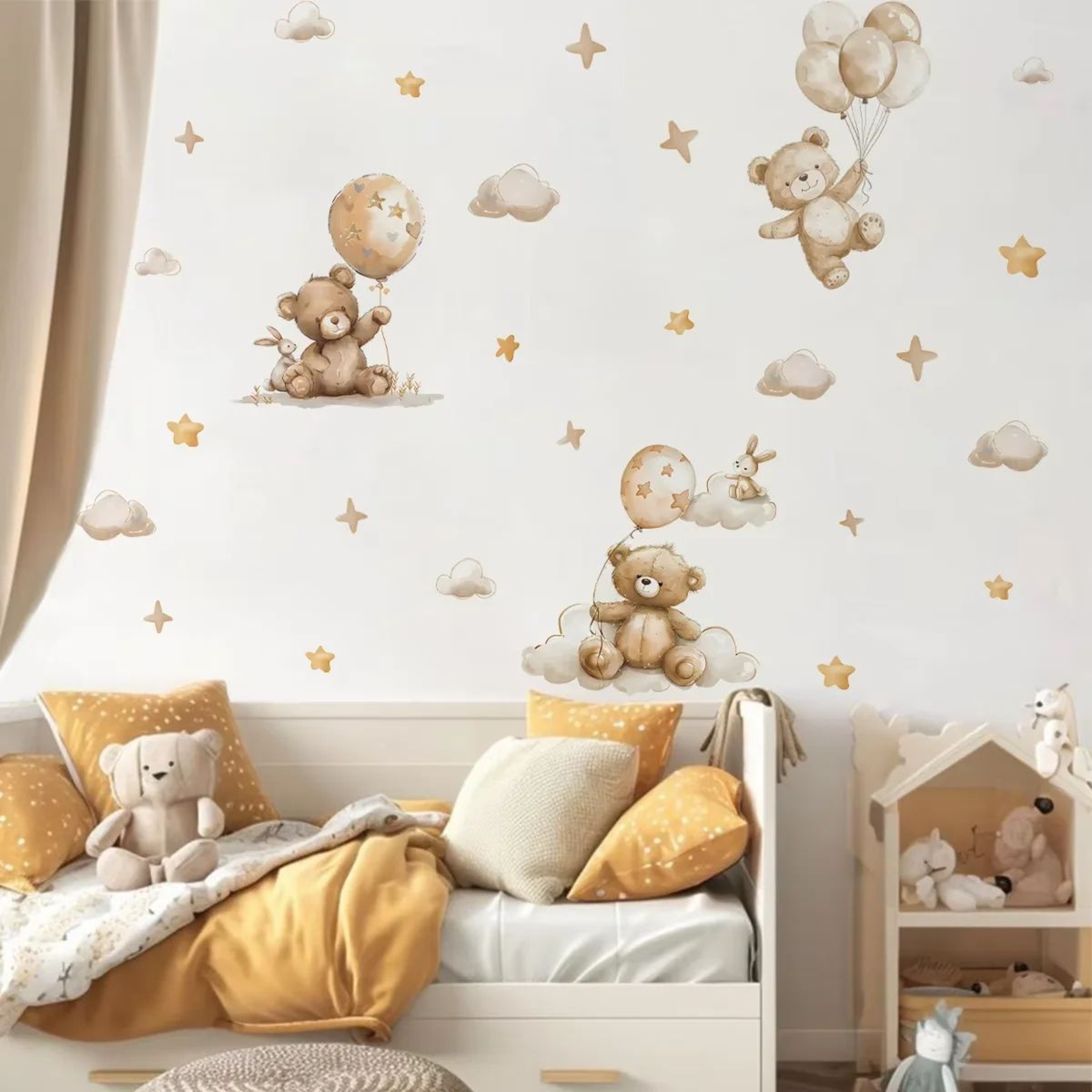 Pink Bear Balloon Wall Stickers For Kids Room Decor Nursery Wall Decals 5