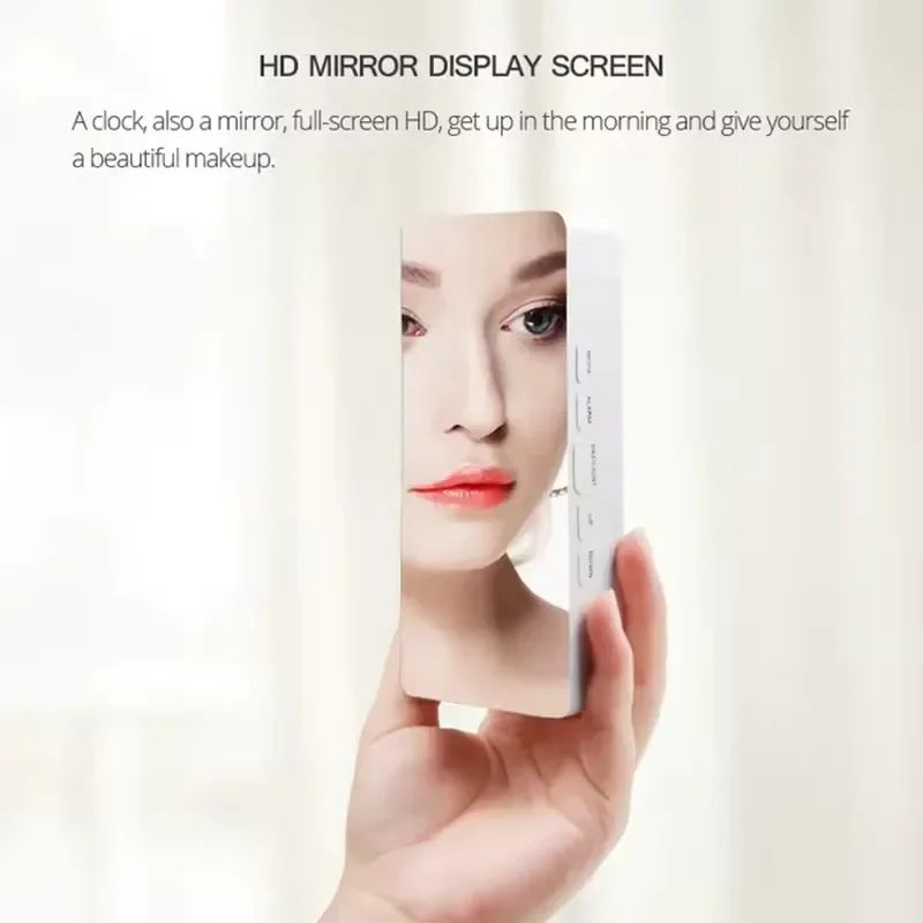 Smart LED Mirror Alarm Clock  USB Digital Desk Clock With Snooze  Night Display 5