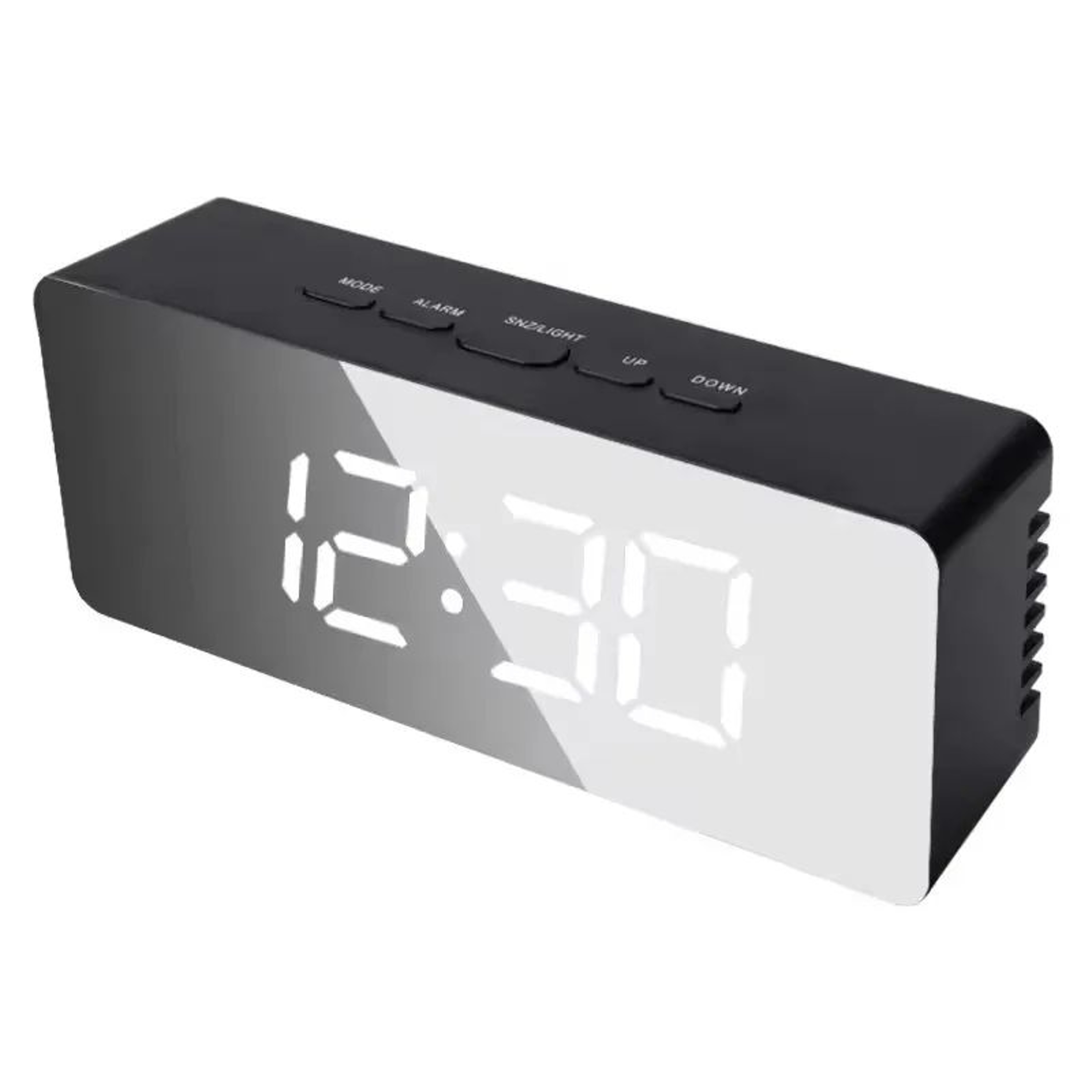 Smart LED Mirror Alarm Clock  USB Digital Desk Clock With Snooze  Night Display 6