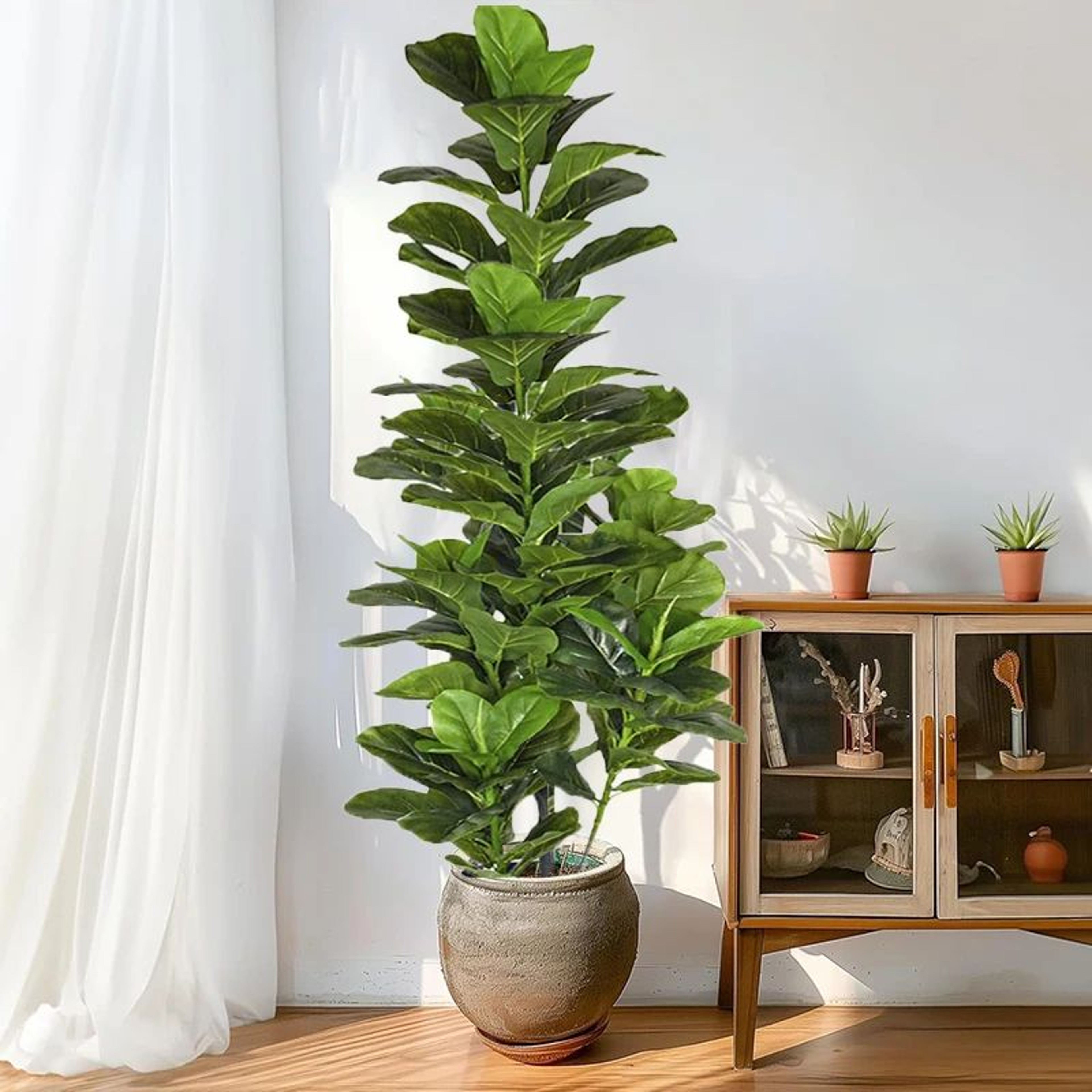 150cm Artificial Fiddle Leaf Fig Tree  Realistic Faux Ficus Lyrata Indoor Plant For Modern Home Dec 2