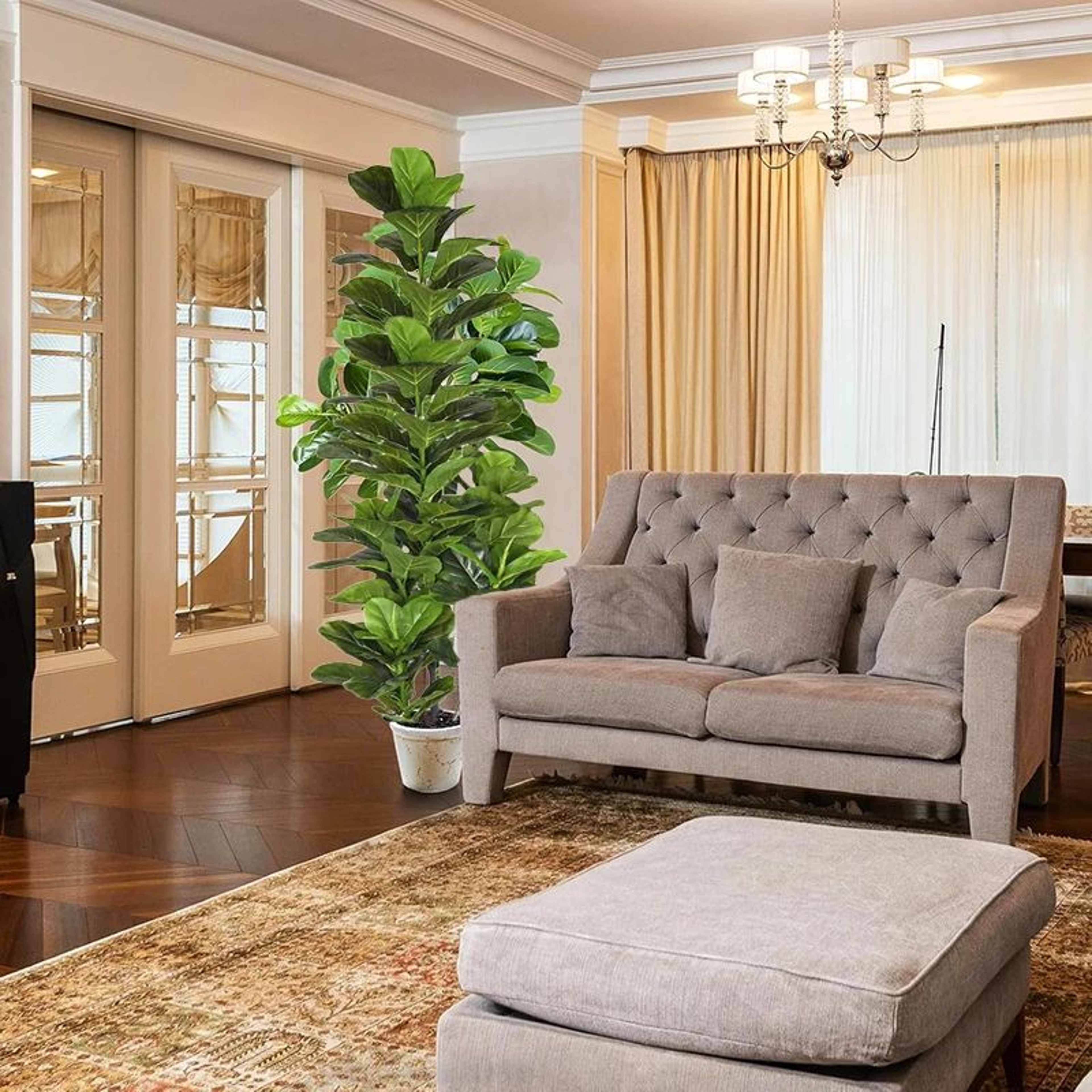 150cm Artificial Fiddle Leaf Fig Tree  Realistic Faux Ficus Lyrata Indoor Plant For Modern Home Dec 4