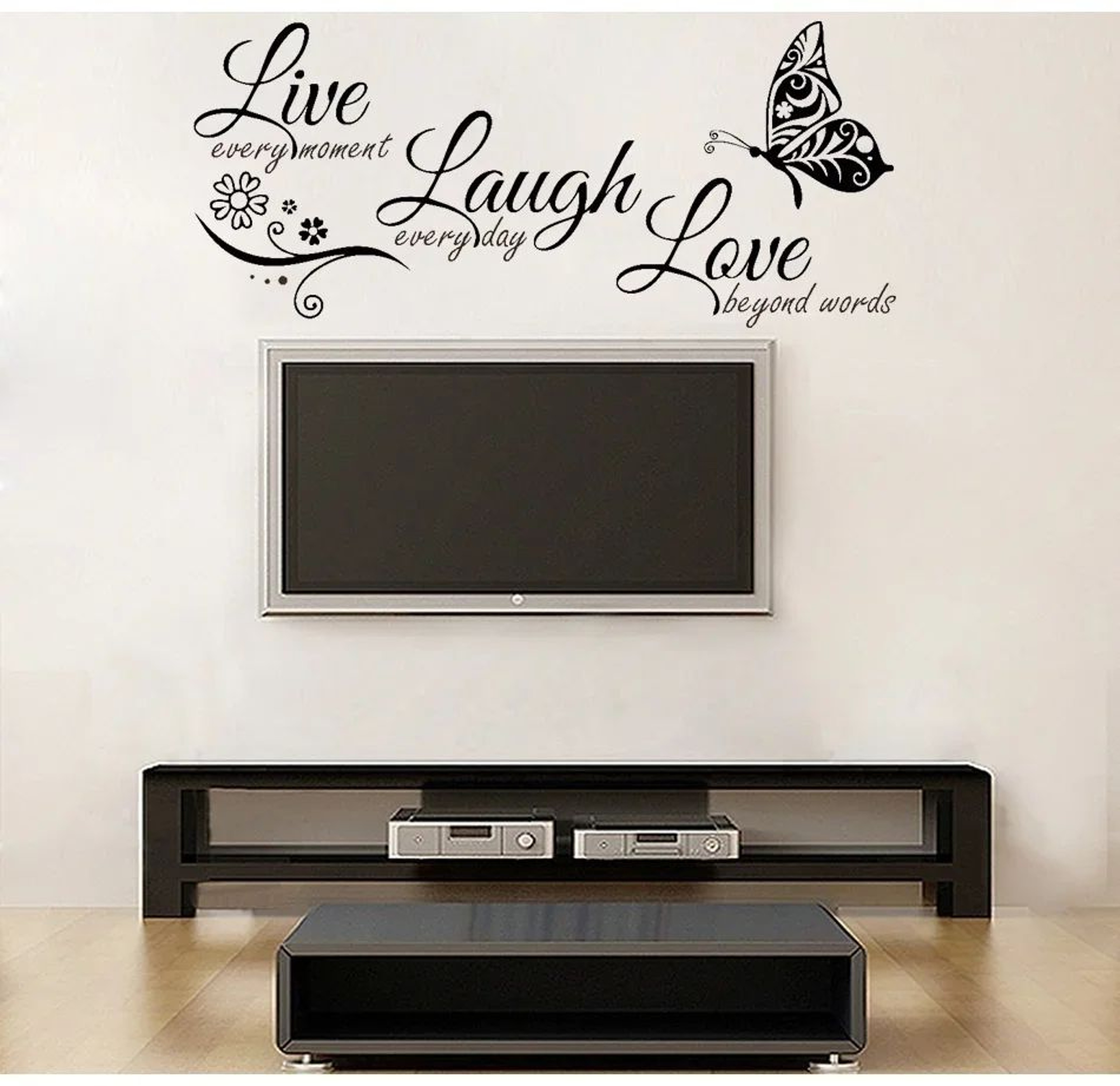Live Laugh Love Butterfly Wall Decal For Living Room Floral Vinyl Wall Art 2