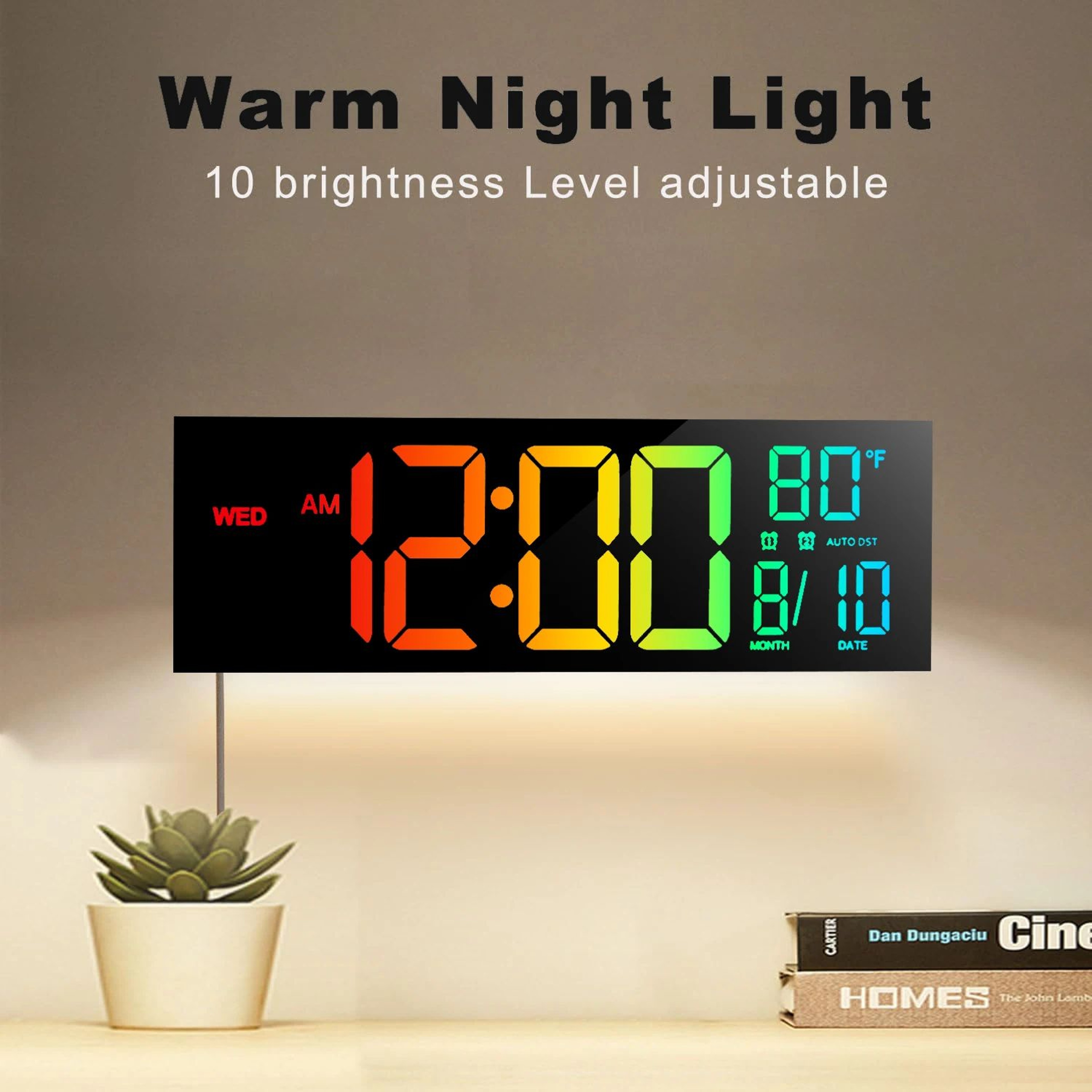 16 Large Digital Wall Clock With RGB Display  Remote Control 3