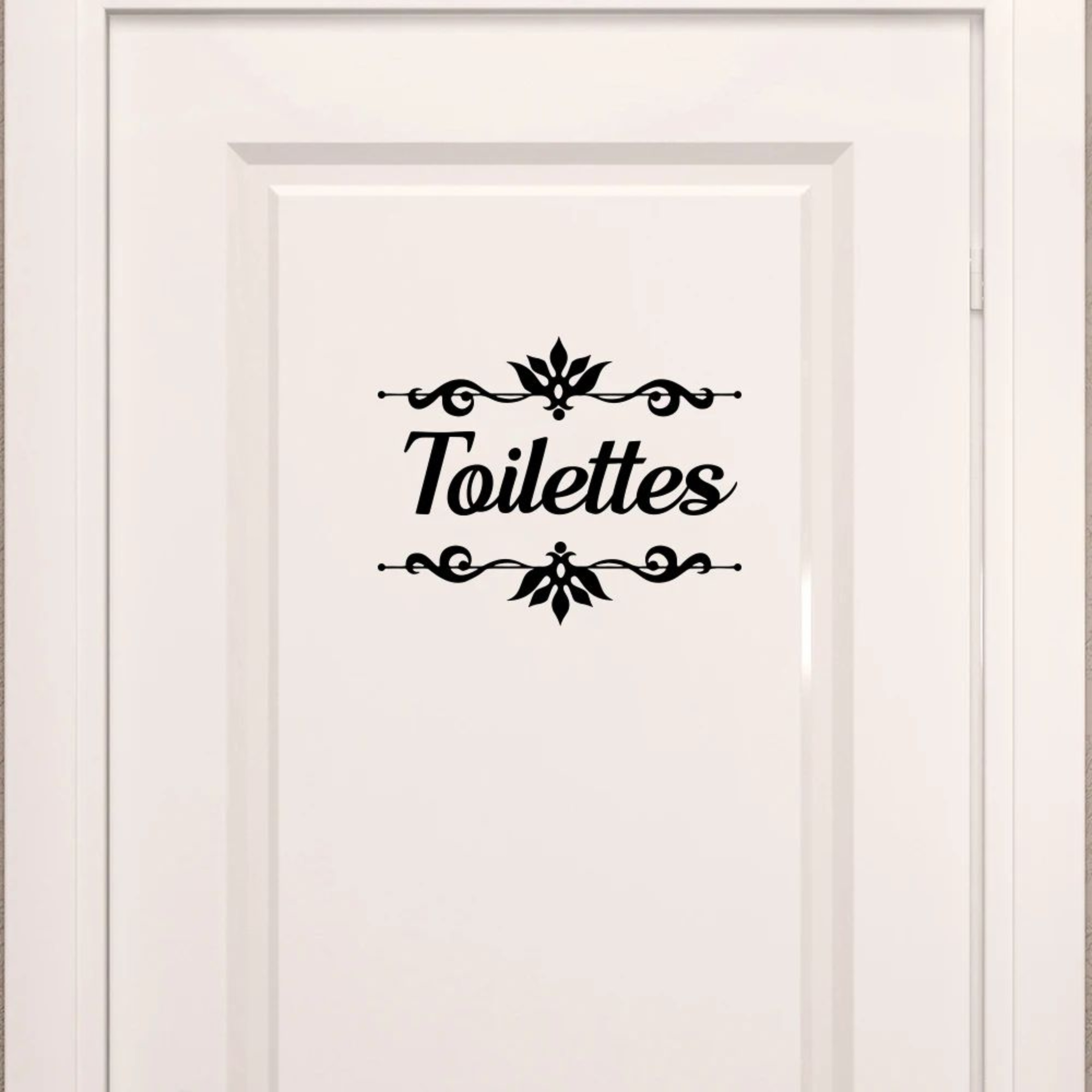 French Toilettes Floral Bathroom Door Sticker Waterproof Vinyl Toilet Door Decal 0
