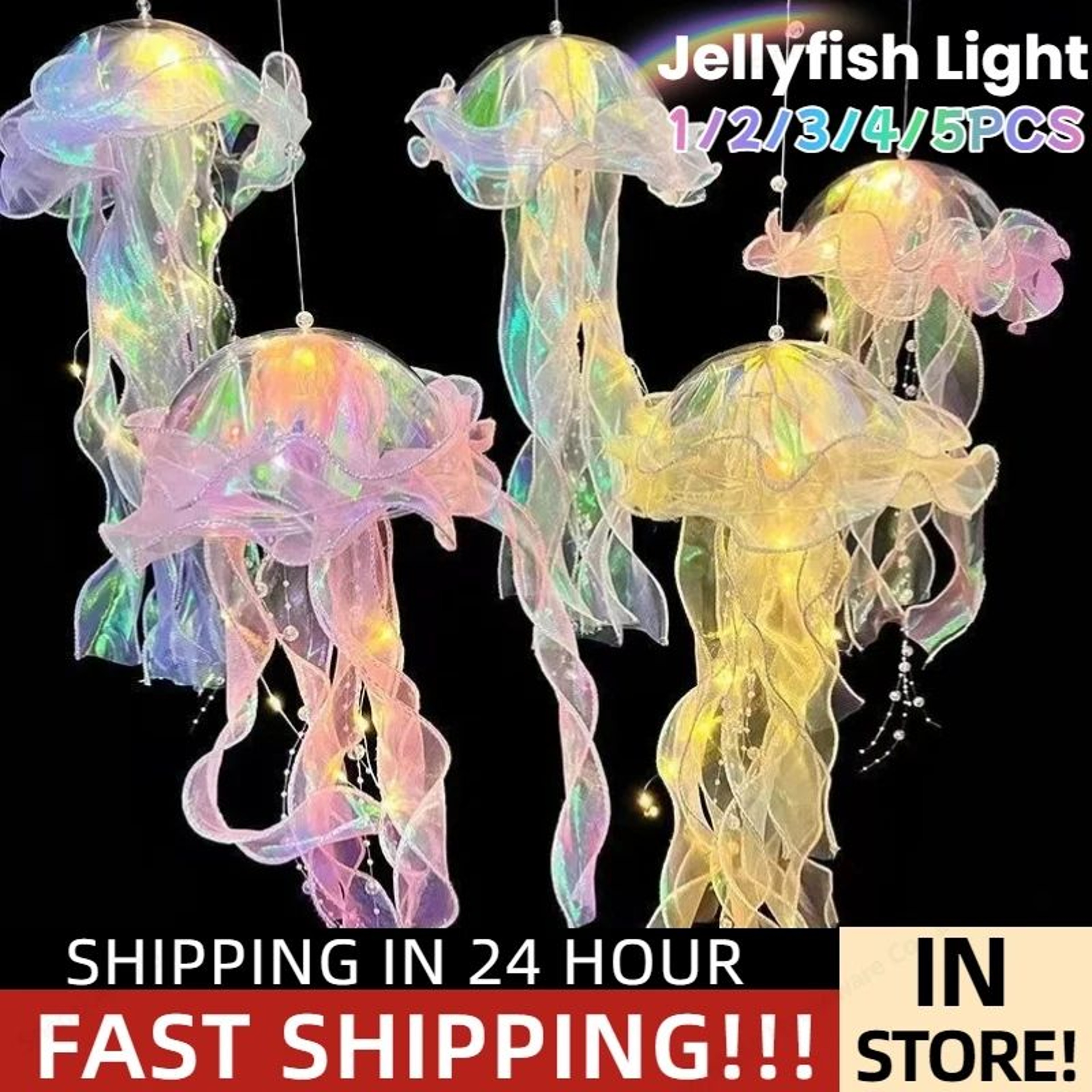 DreamGlow Jellyfish Lamp LED Night Light Hanging Pendant For Ocean Room Decor 1