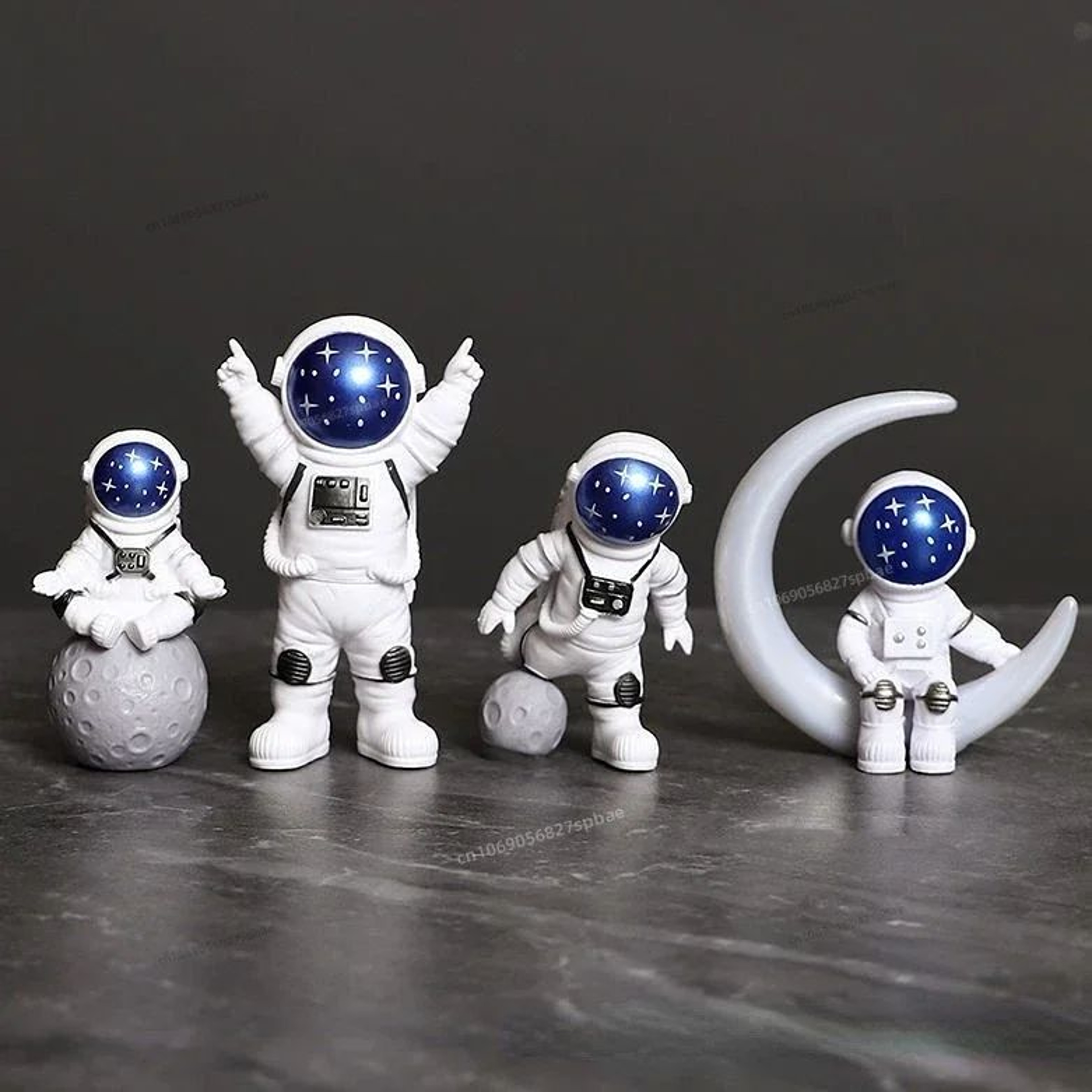 4Piece Astronaut Figurine Set Resin Space Decor Statues For Desk Shelf And Kids Room 7