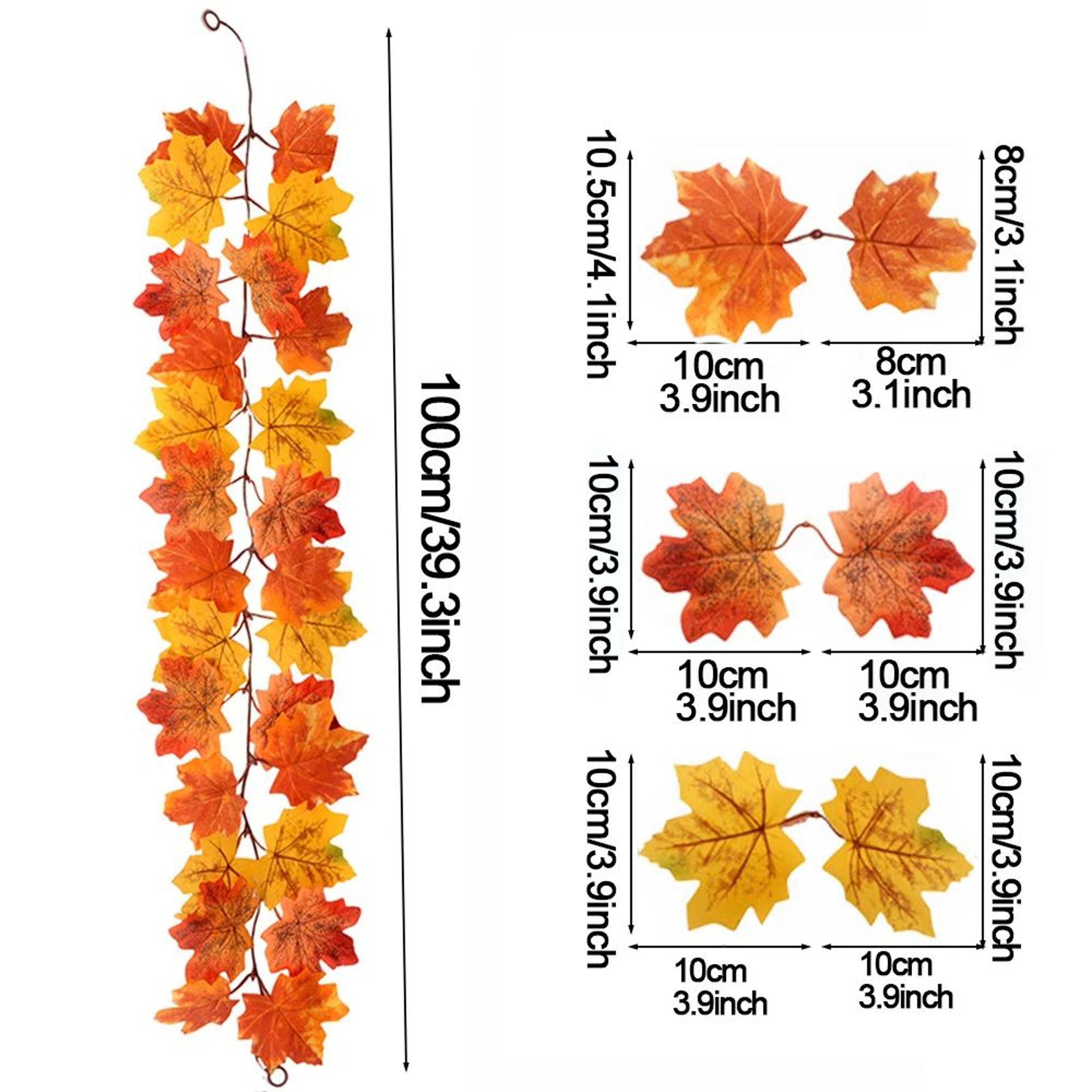 Harvest Glow Artificial Maple Leaf Garland For Fireplace Wedding  Thanksgiving Decor 13