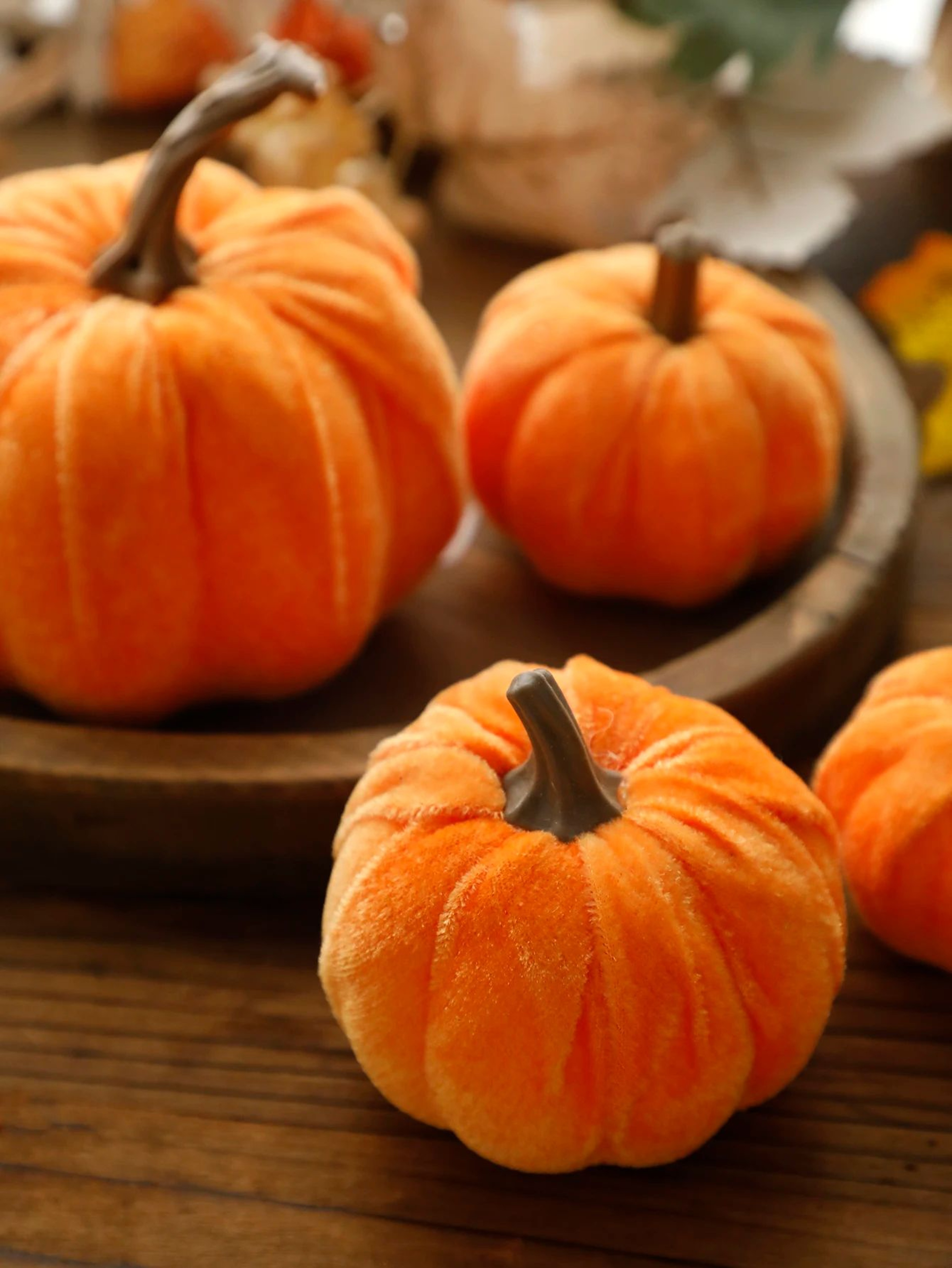 Velvet Pumpkin Decor For Fall Home Decorations  Elegant Artificial Pumpkins For Halloween  Harvest  3