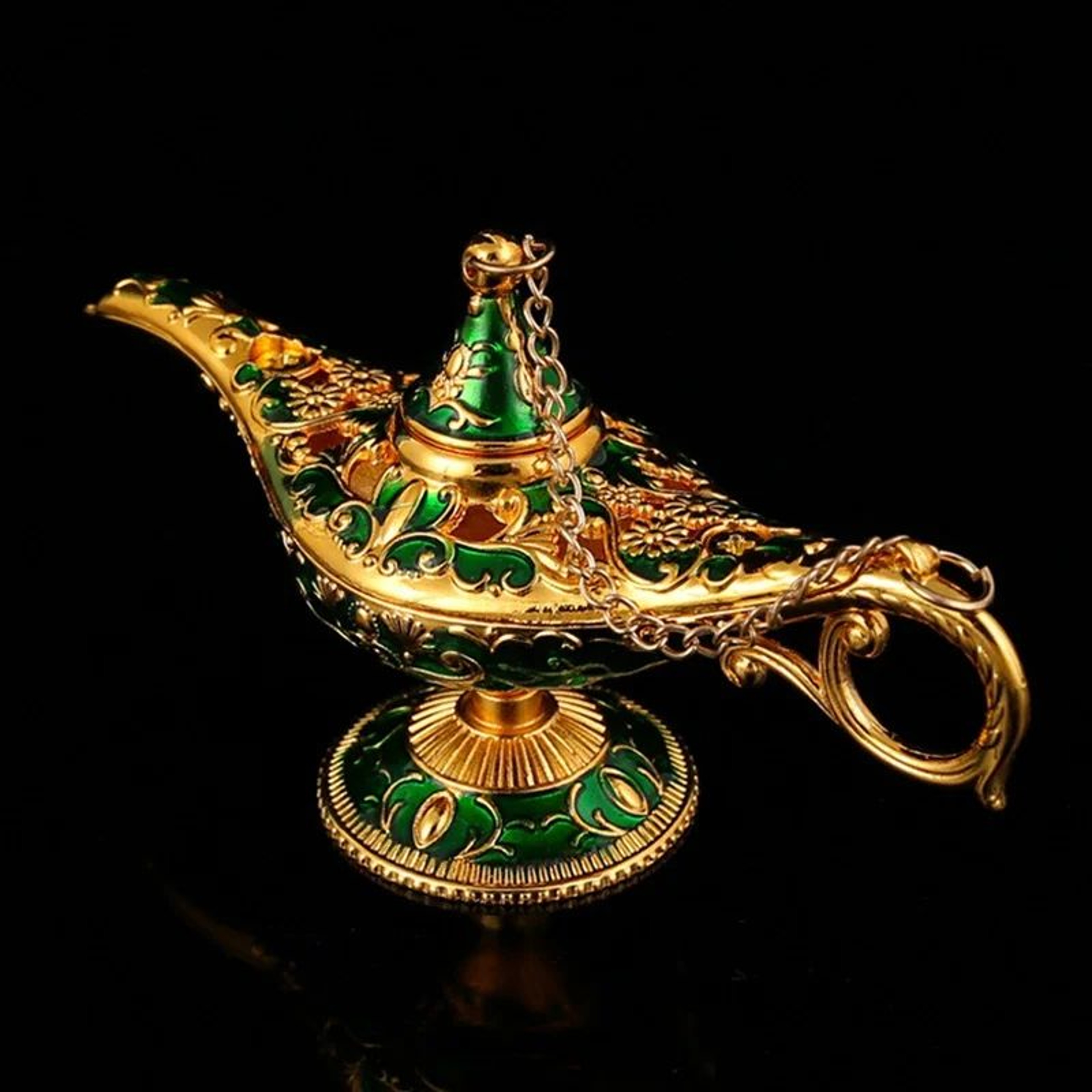 Retro Aladdin Lamp Decor Metal Genie Lamp Ornament For Vintage Home Styling 6
