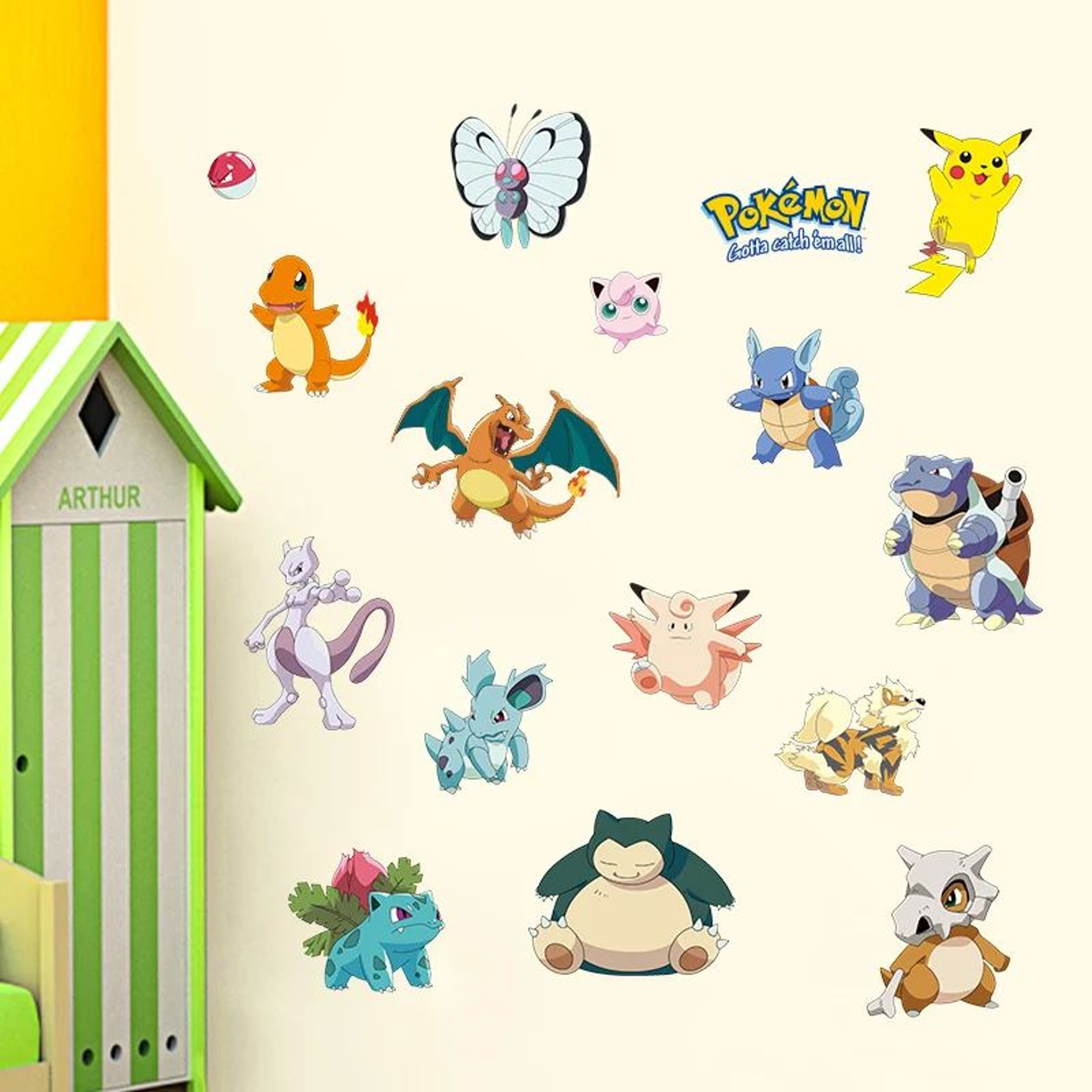 Cute Pikachu Wall Sticker For Kids Room Decor  Peel And Stick Anime Bedroom Wall Decal 6
