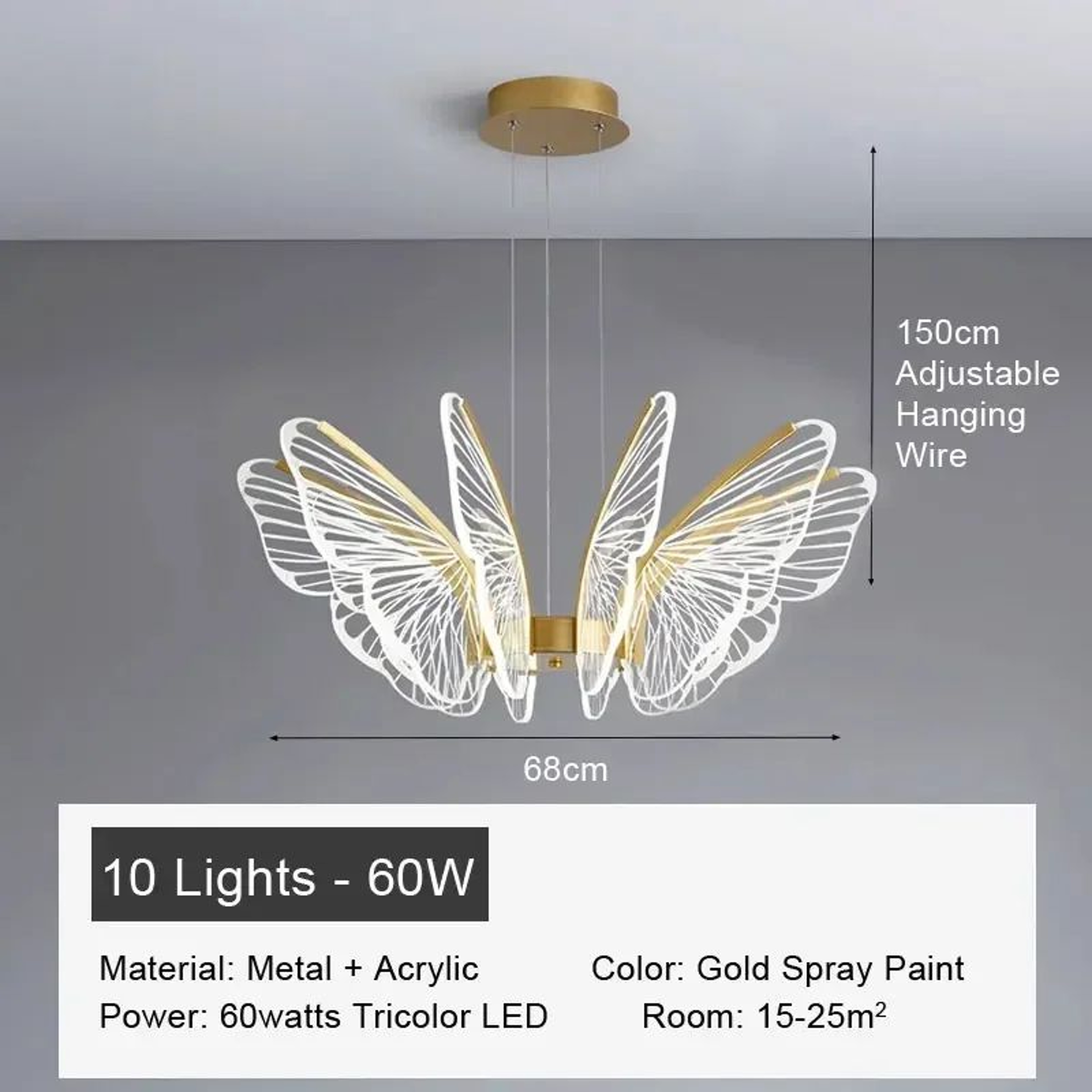 Aurora Butterfly Chandelier LED Acrylic Pendant Light For Bedroom Living Room  Kitchen Island 7