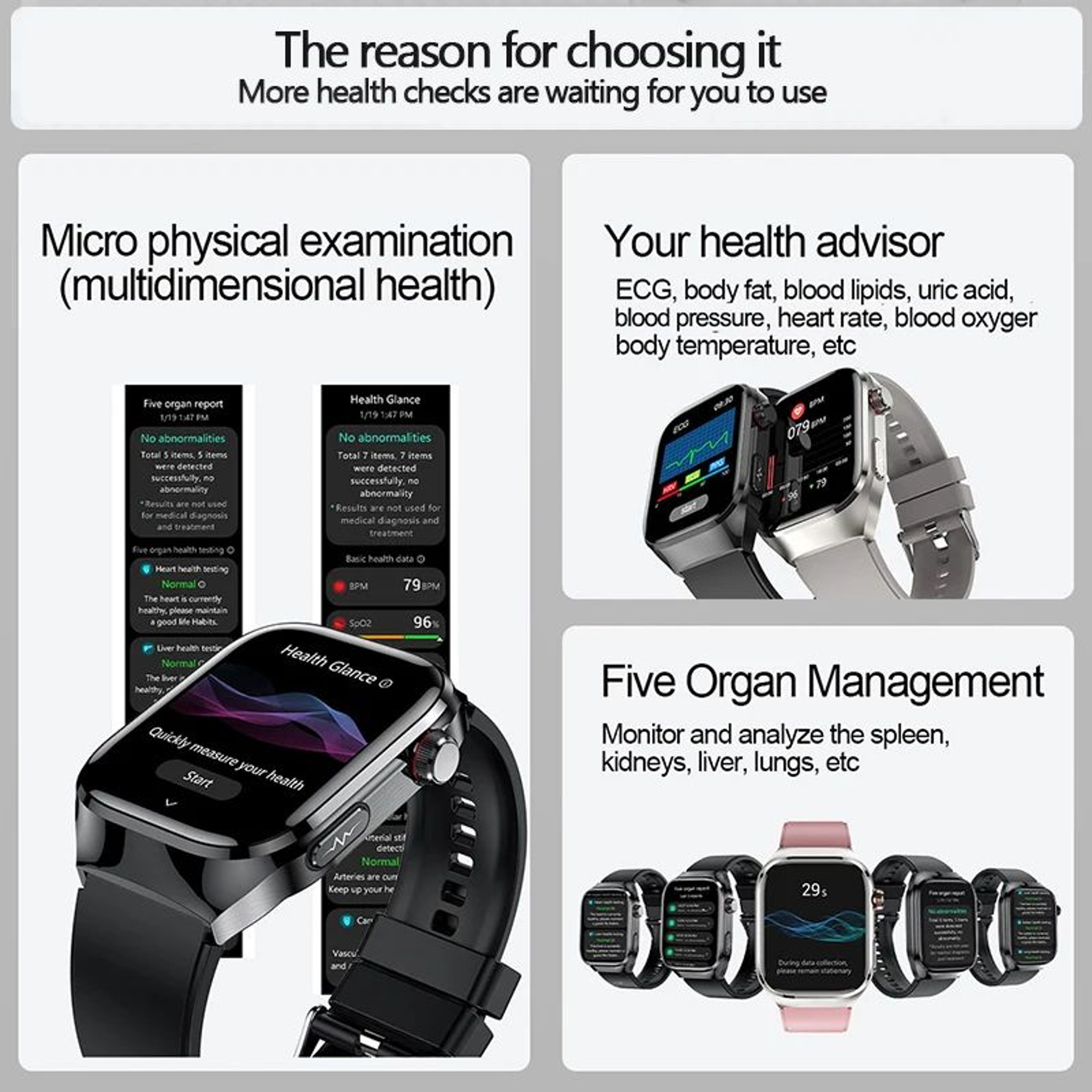 Smart Health Watch Pro ECG Bluetooth Fitness Tracker With Blood Pressure Monitoring 5