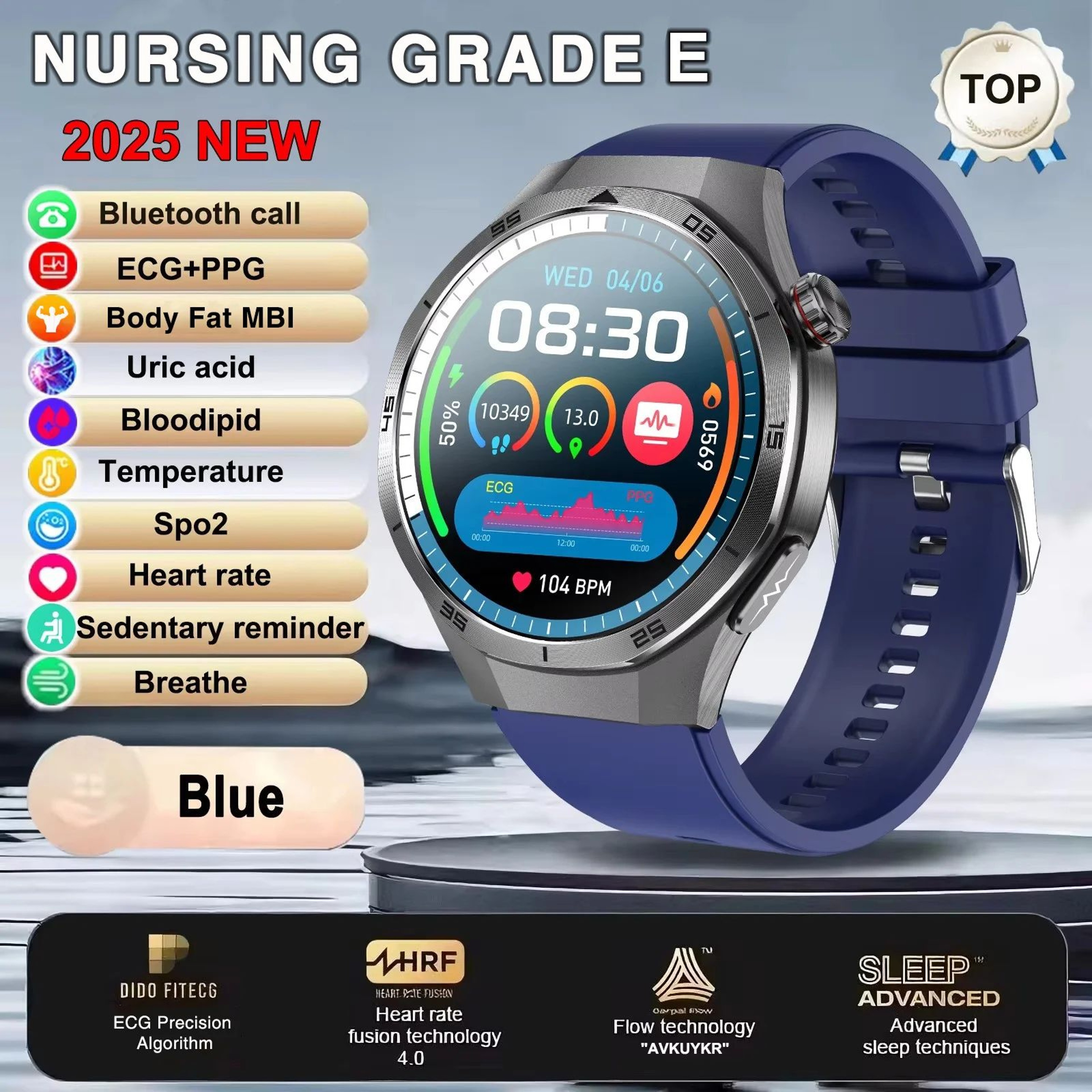 Smart Health ECG Smartwatch With Blood Pressure Monitor  NFC Calling 8