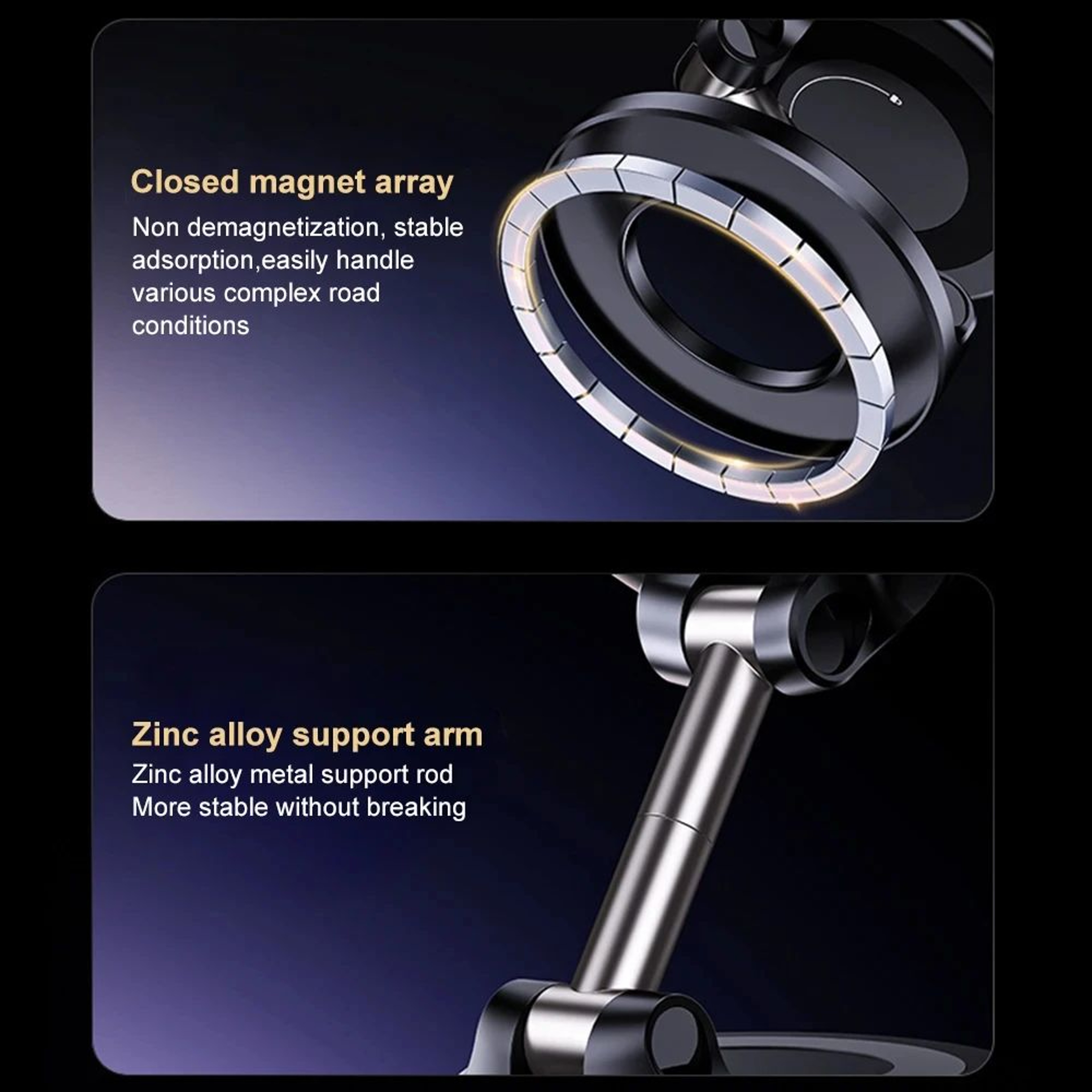 HighVisibility Magnetic Car Phone Mount With 360 Rotation  Foldable Design 2