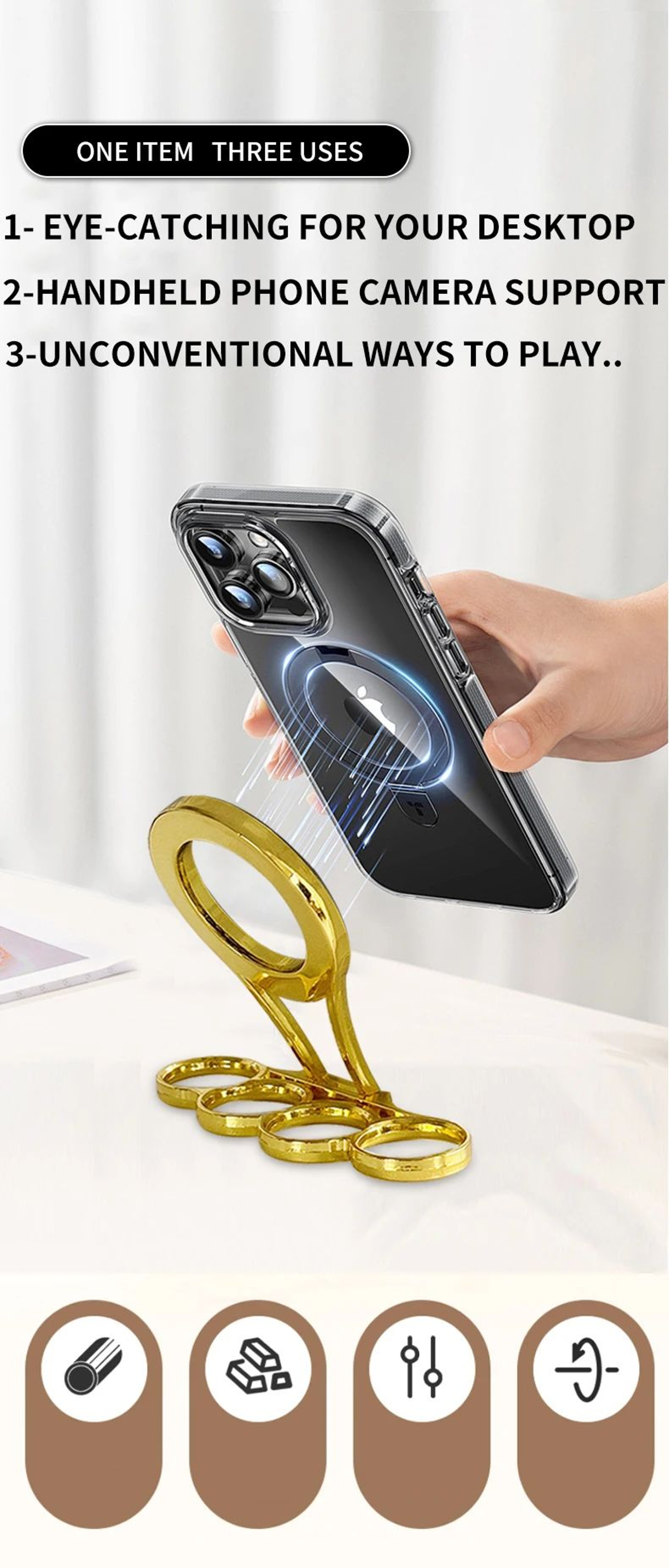 Tiger Claw Magnetic Phone Holder  360 Rotating Foldable Dual Mount Stand 1