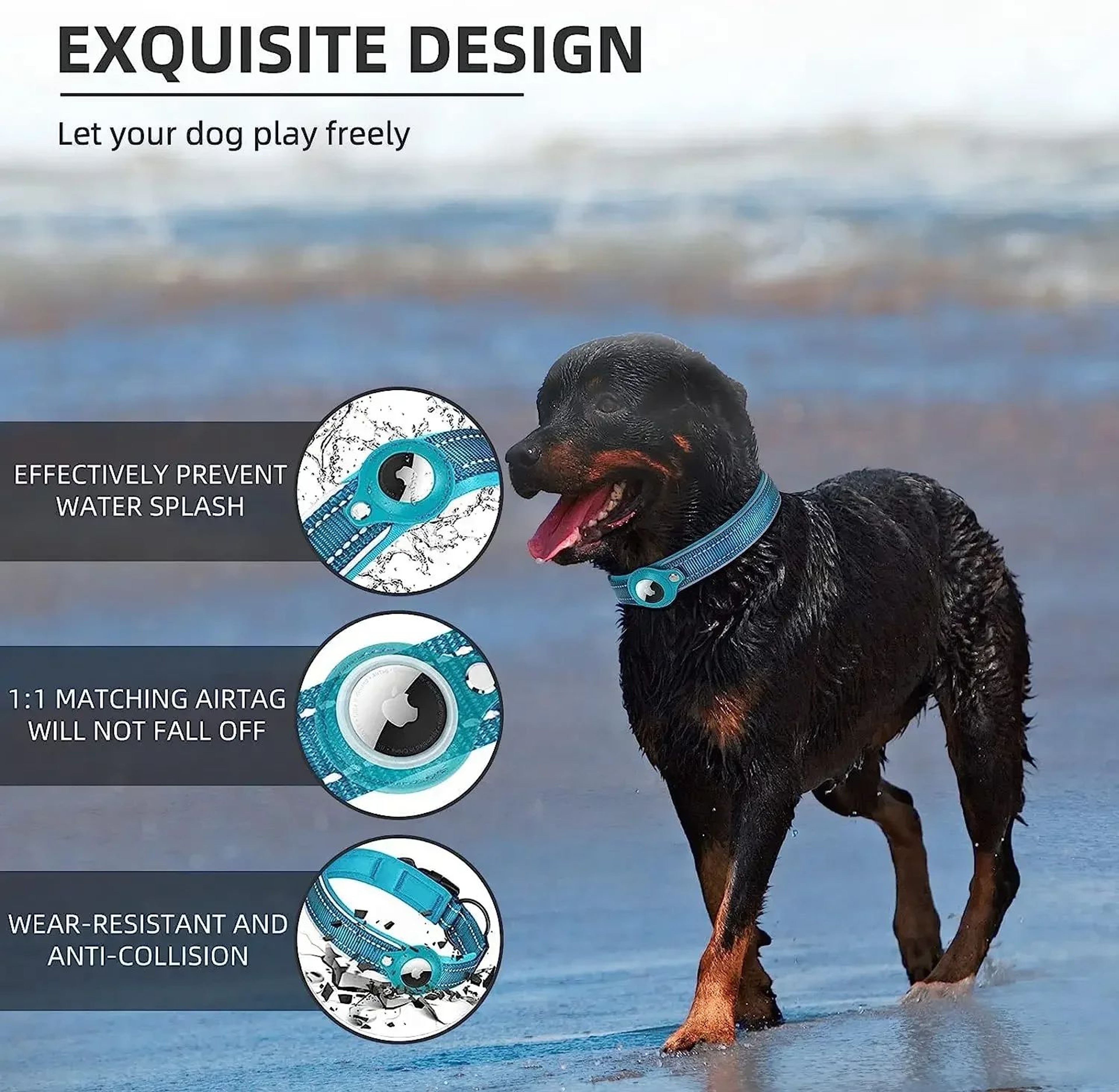 Reflective Waterproof AirTag Dog Collar For Cats  Dogs 3