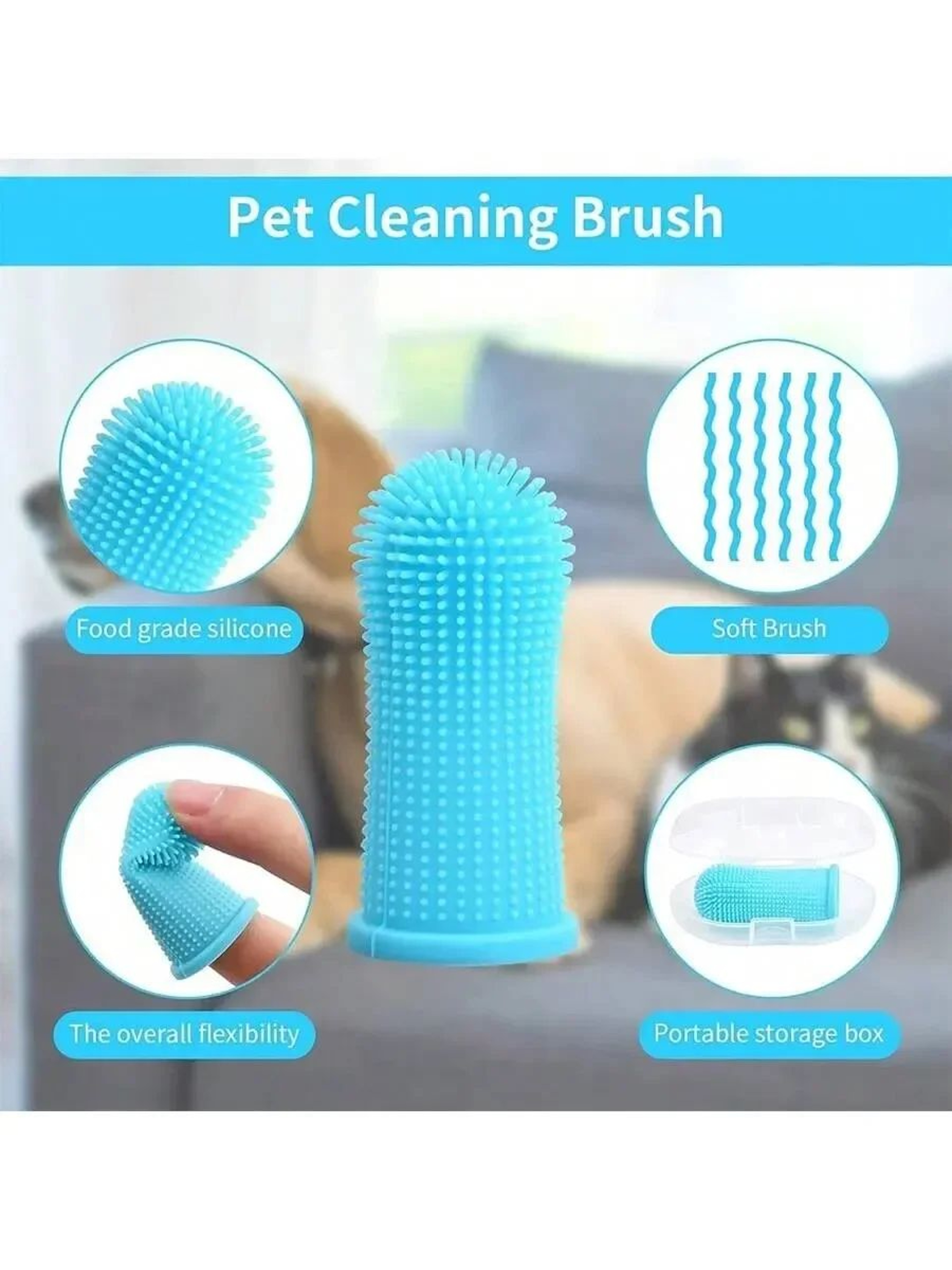 Gentle Silicone Pet Finger Toothbrush For Dogs  Cats 3
