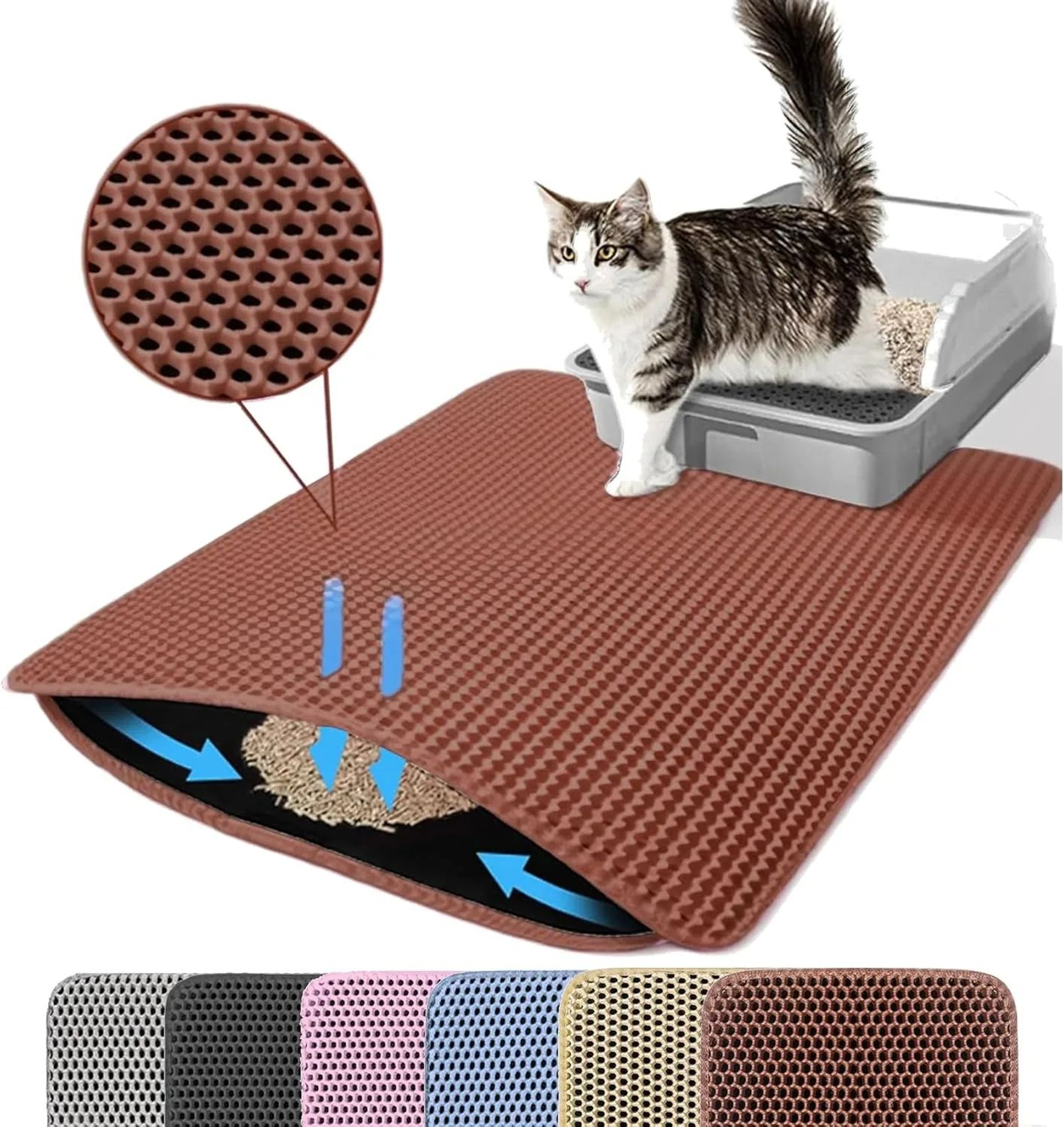 Large Honeycomb Cat Litter Mat Waterproof Double Layer Litter Trapping Pad 9