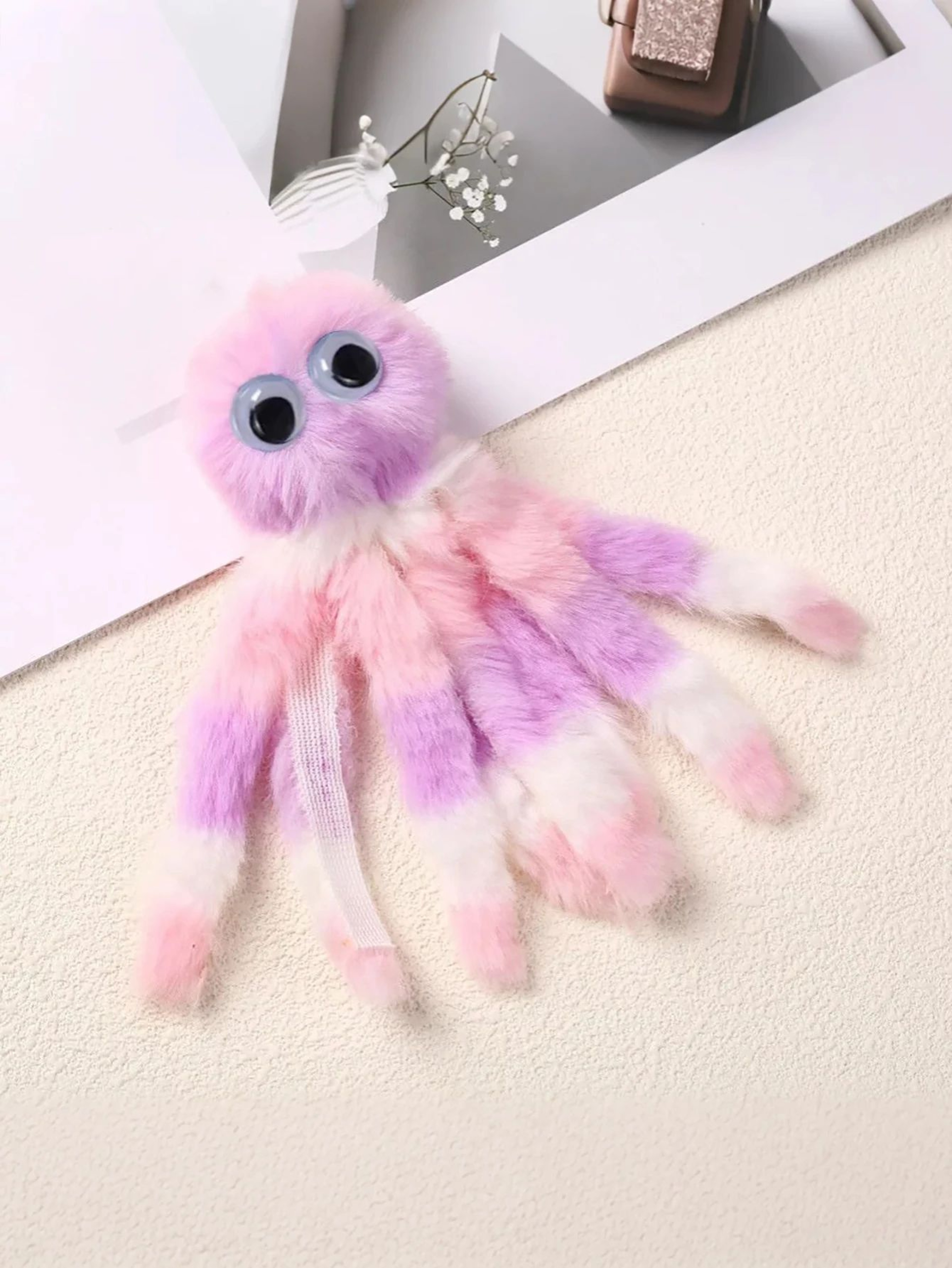 Playful Plush Octopus Cat Toy For Chew Kick And Teaser Wand Play 9