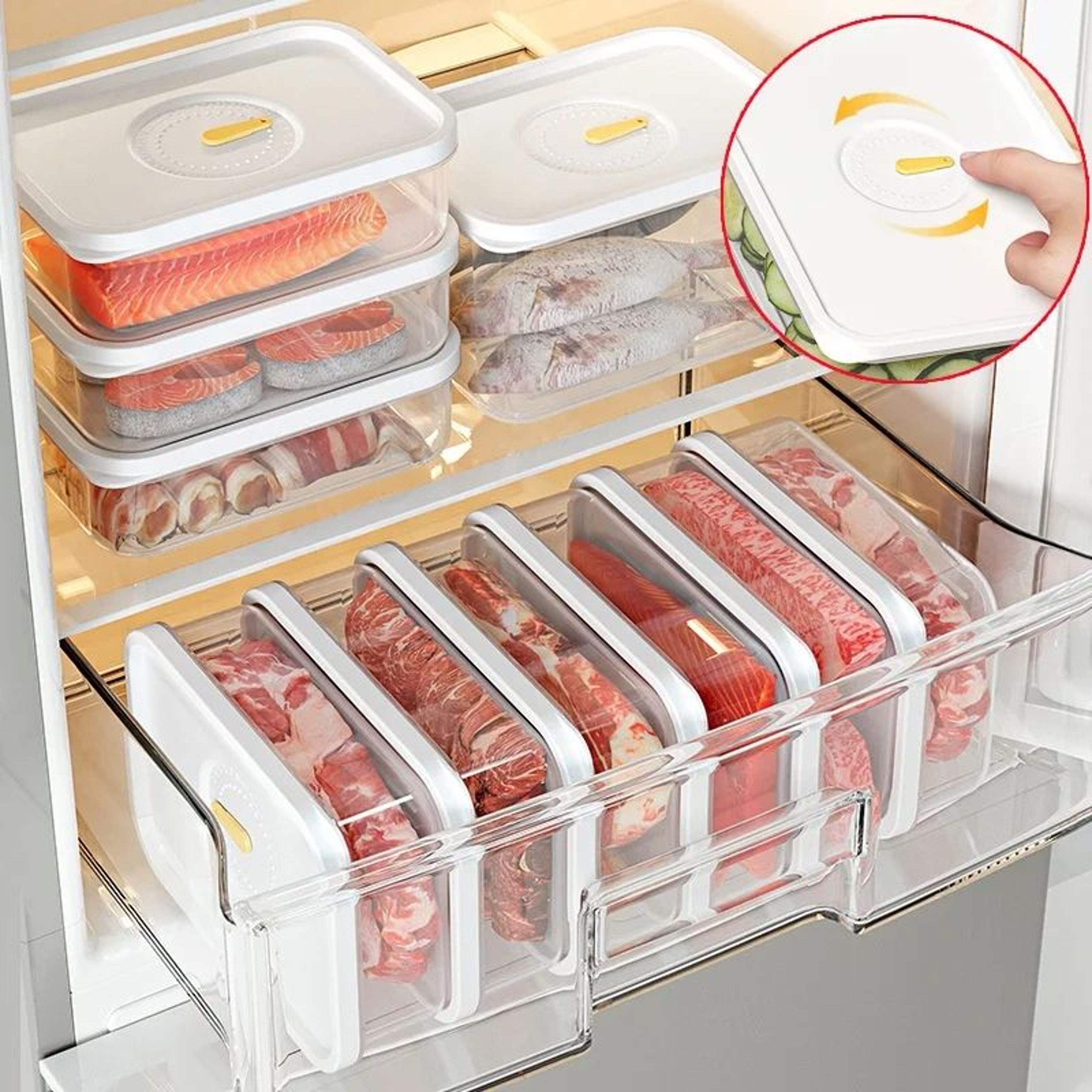 FreshLock Lunch Meat Container  Cheese Keeper Refrigerator Organizer 0