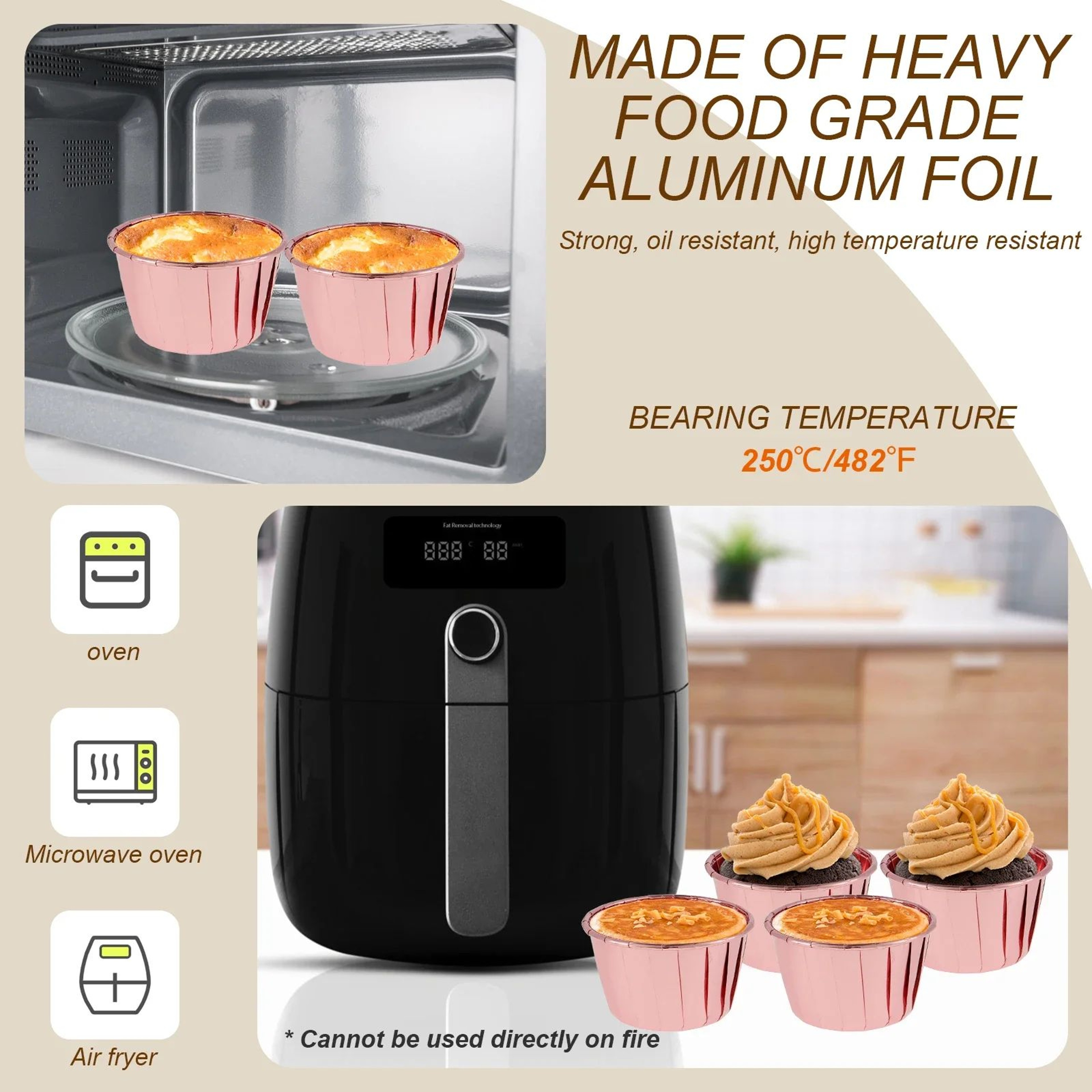 50 Pack Foil Cupcake Liners With Lids 55 Oz Aluminum Baking Cups For Cupcakes Muffins And Desserts 5