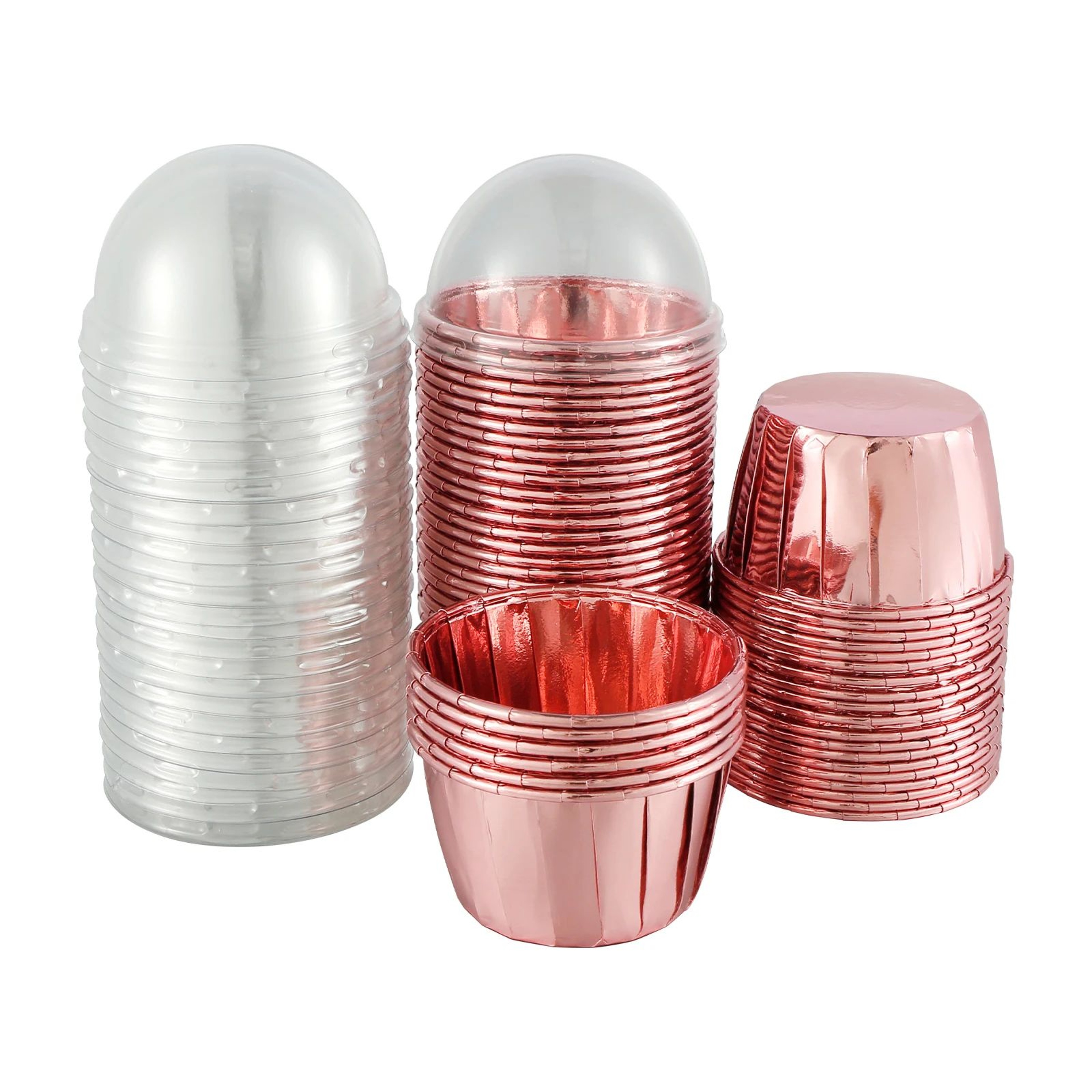 50 Pack Foil Cupcake Liners With Lids 55 Oz Aluminum Baking Cups For Cupcakes Muffins And Desserts 6