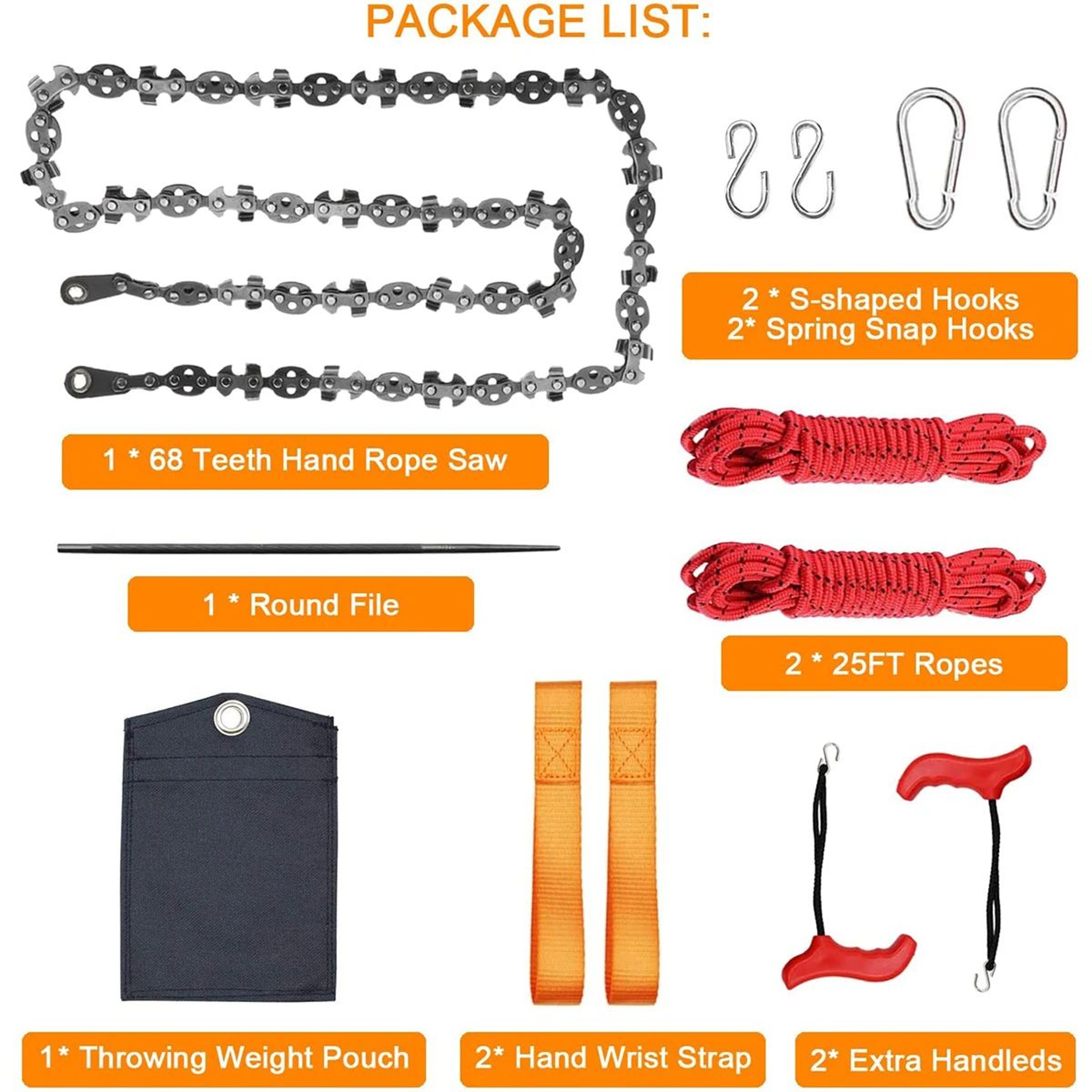 53 Inch High Limb Rope Chainsaw Manual Tree Limb Cutting Saw With 68 Teeth 5