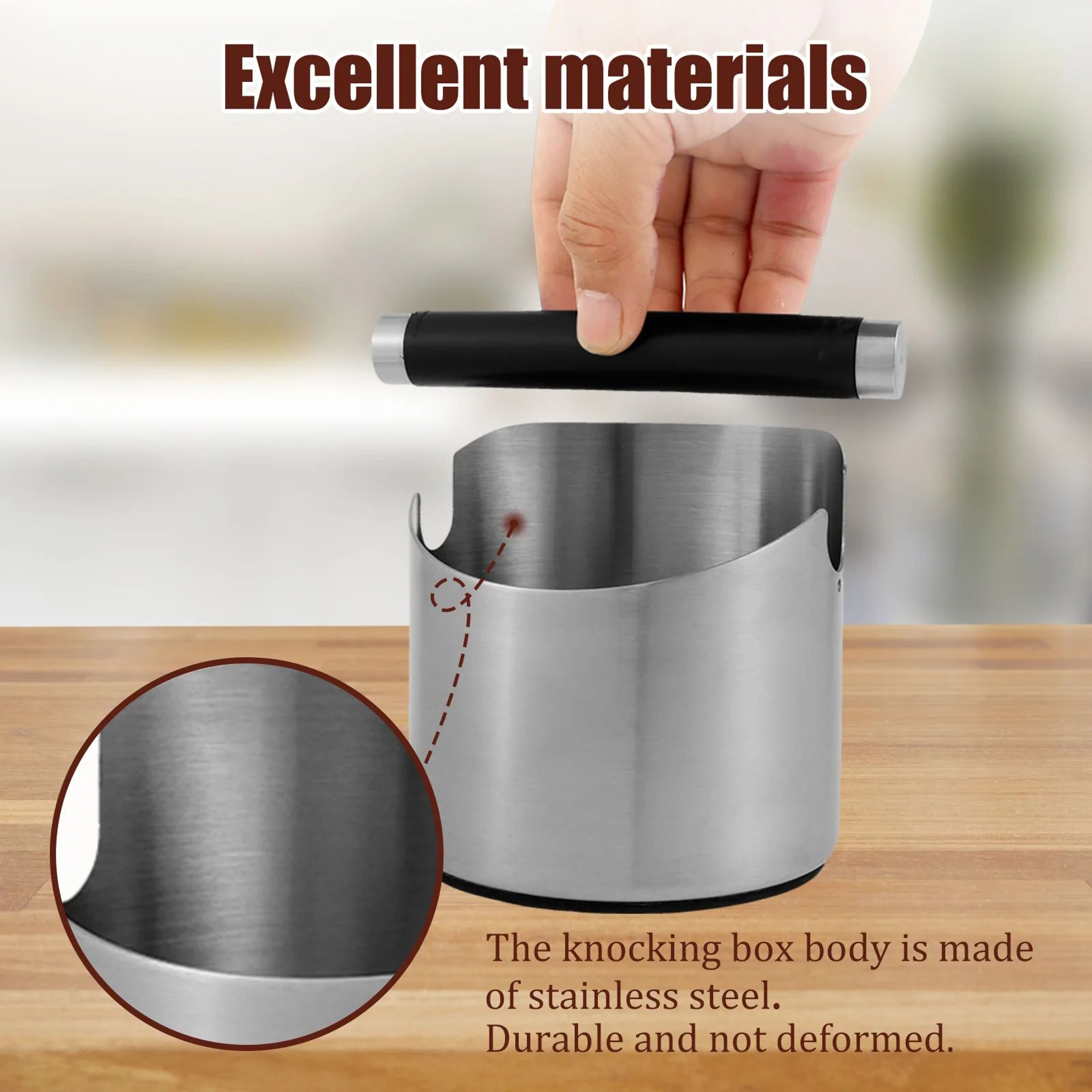 Coffee Knock Box Stainless Steel Espresso Grounds Bin For Home And Barista Use 5
