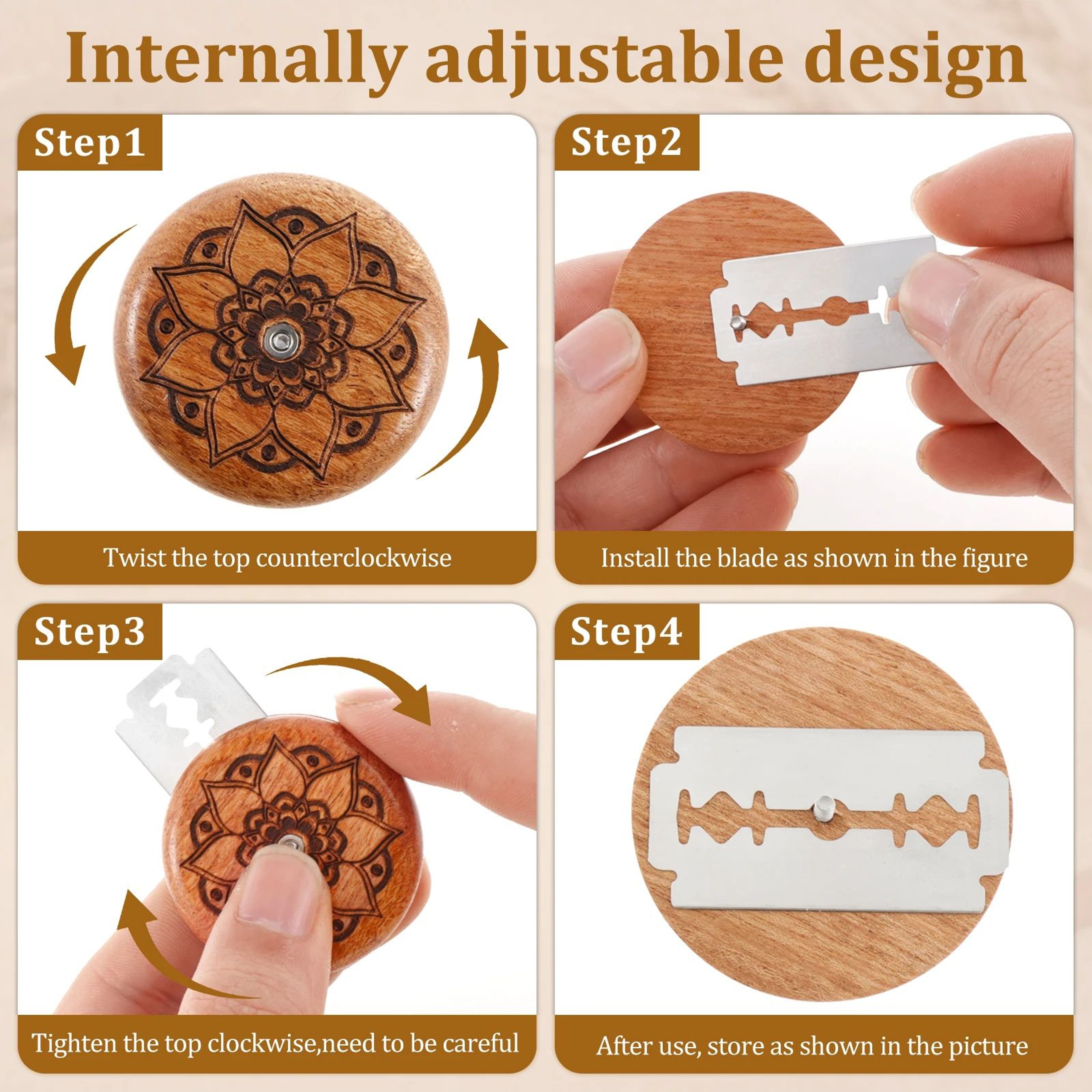 Round Wooden Bread Lame For Sourdough Scoring With Razor Blade Bread Scoring Tool 2