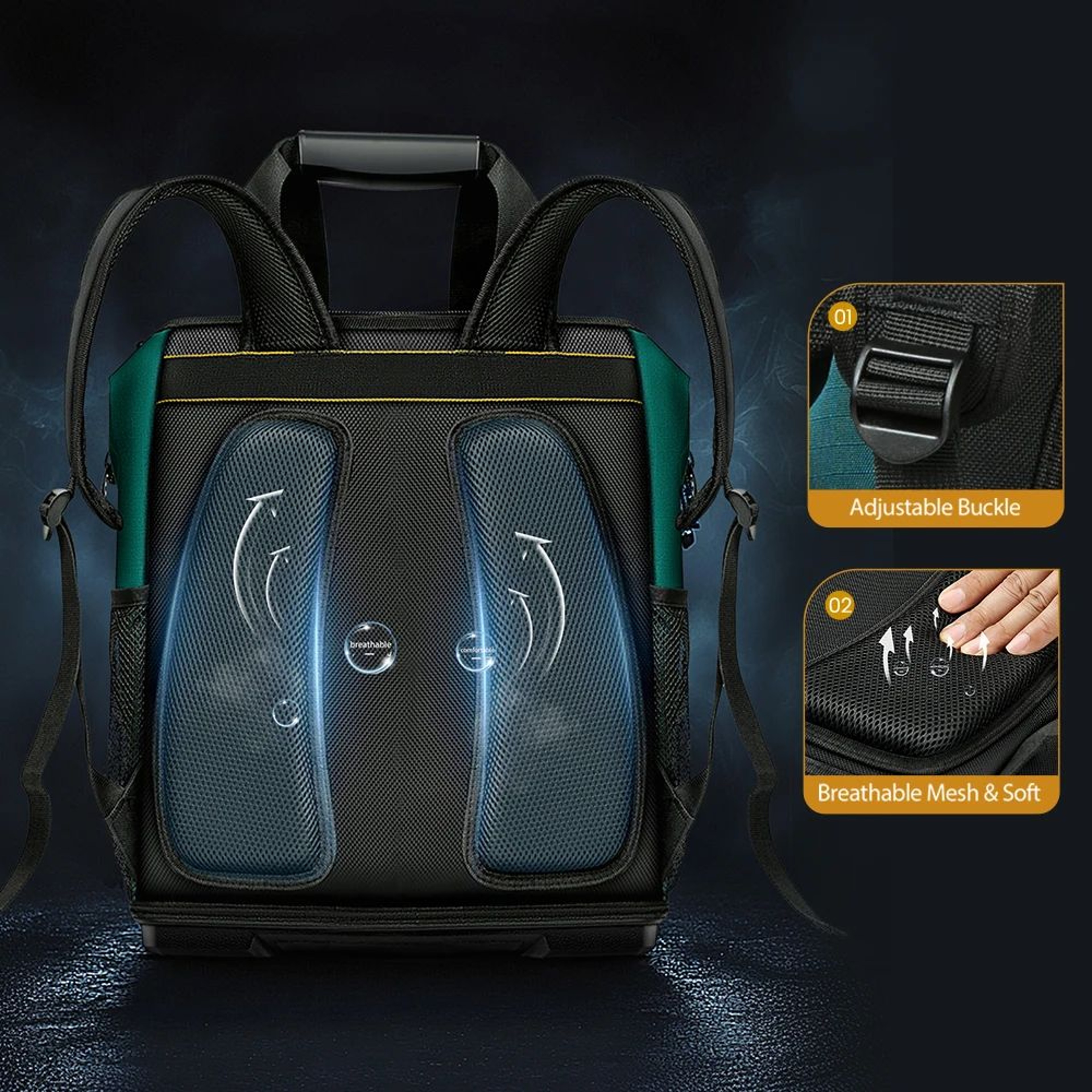 Heavy Duty Tool Backpack With Rubber Base Large Capacity Tool Storage Backpack For Electricians And 2