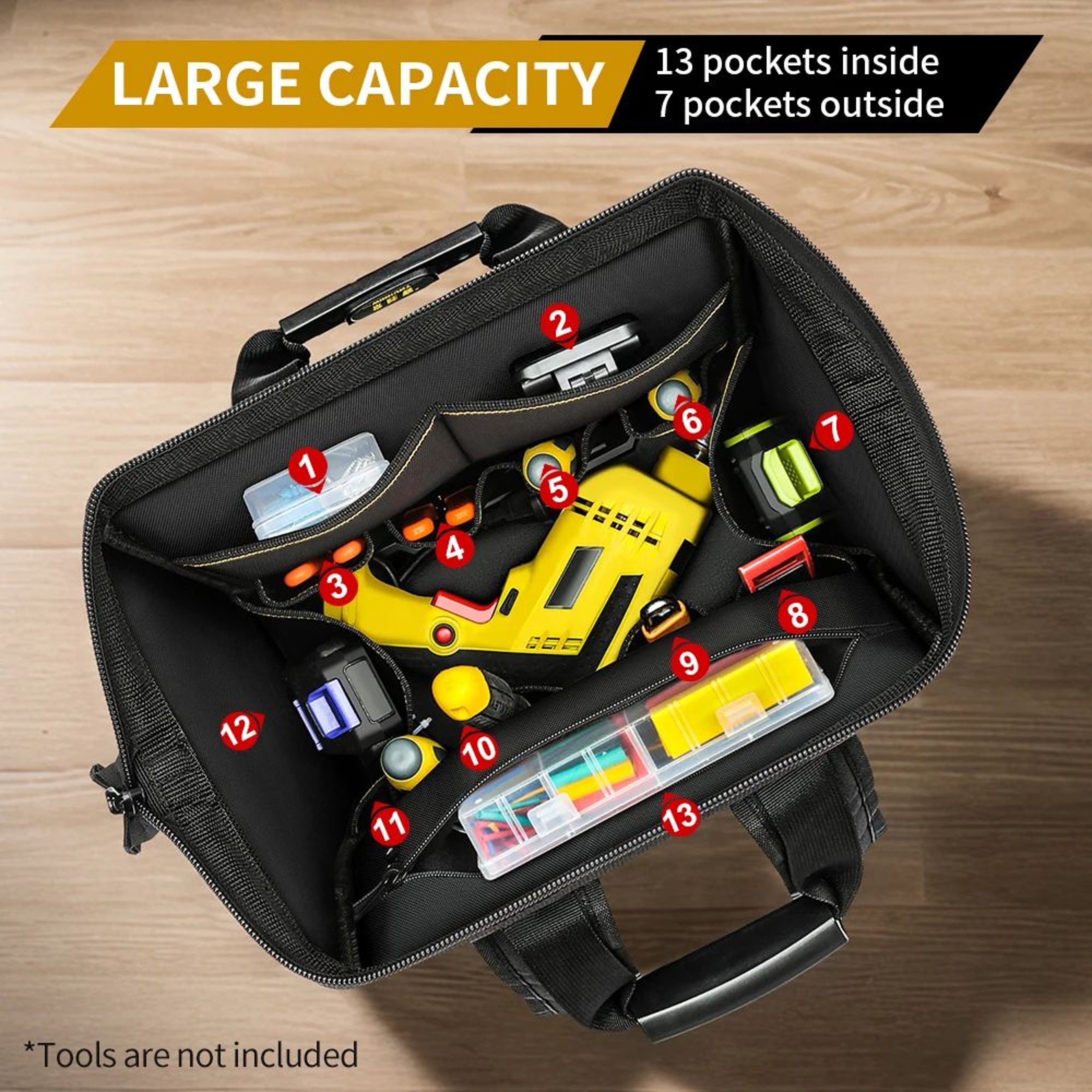 Heavy Duty Tool Backpack With Rubber Base Large Capacity Tool Storage Backpack For Electricians And 3